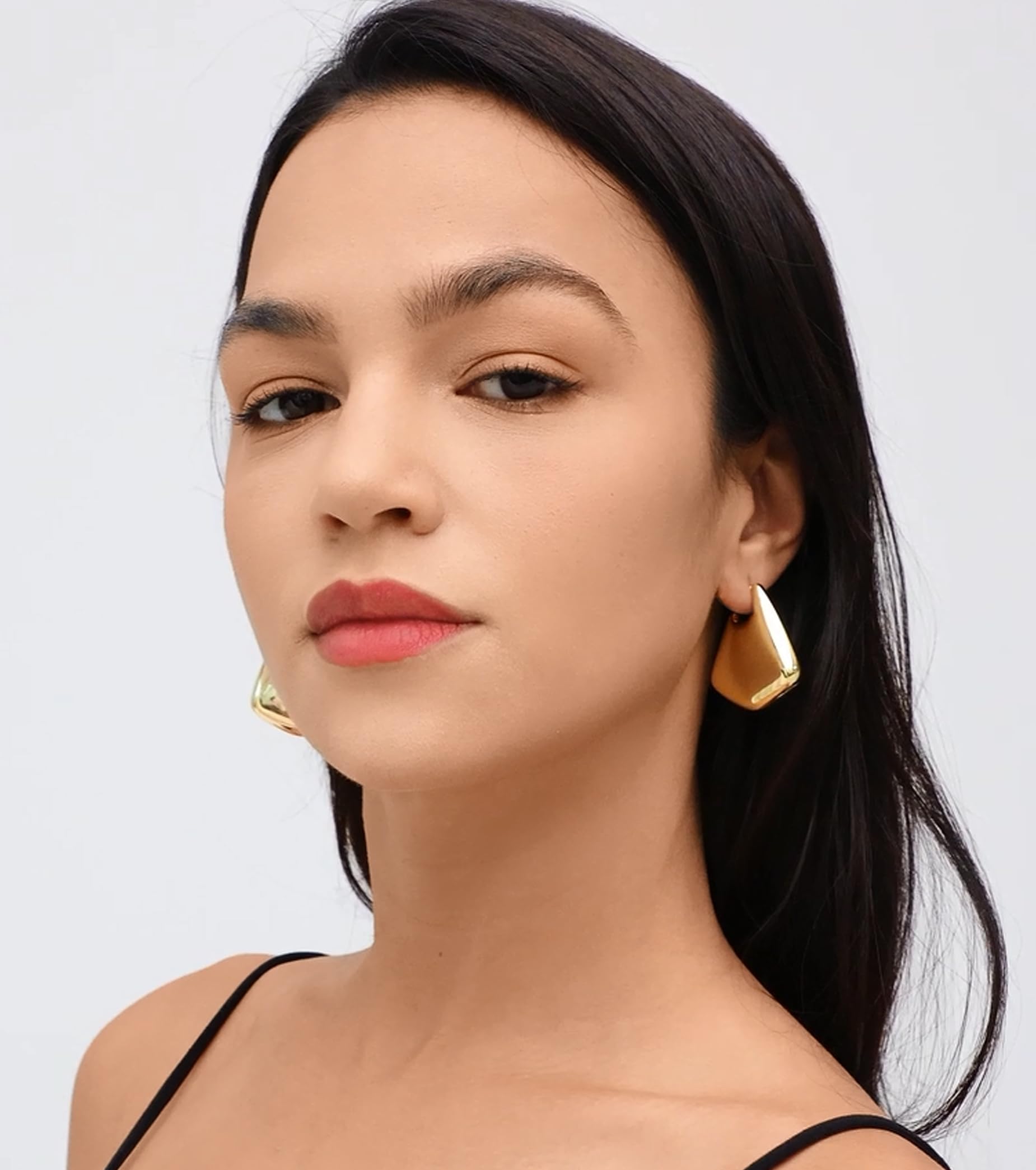 Chunky Statement Drop Hoop Earrings for Women - Trendy Gold & Silver Hoop Earrings, Fashion Jewelry Gifts for Her - Perfect for Parties, Weddings & Everyday Wear