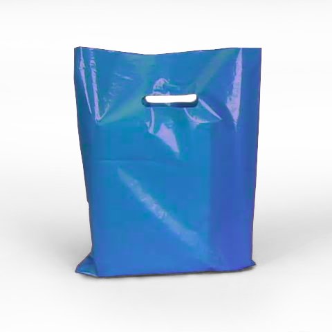 Premium Blue Plastic Bags with Reinforced Die-Cut Handles 20x20 Inches - 500 Pack with 5