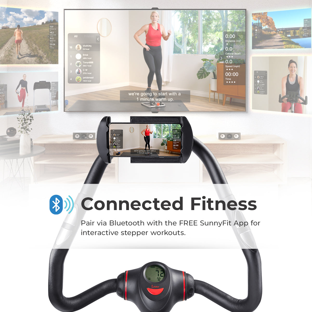 Smart Heavy Duty Power Stepper with Handlebar & Resistance Bands - Full Body Workout Equipment for Home Gym, Cardio & Strength Training