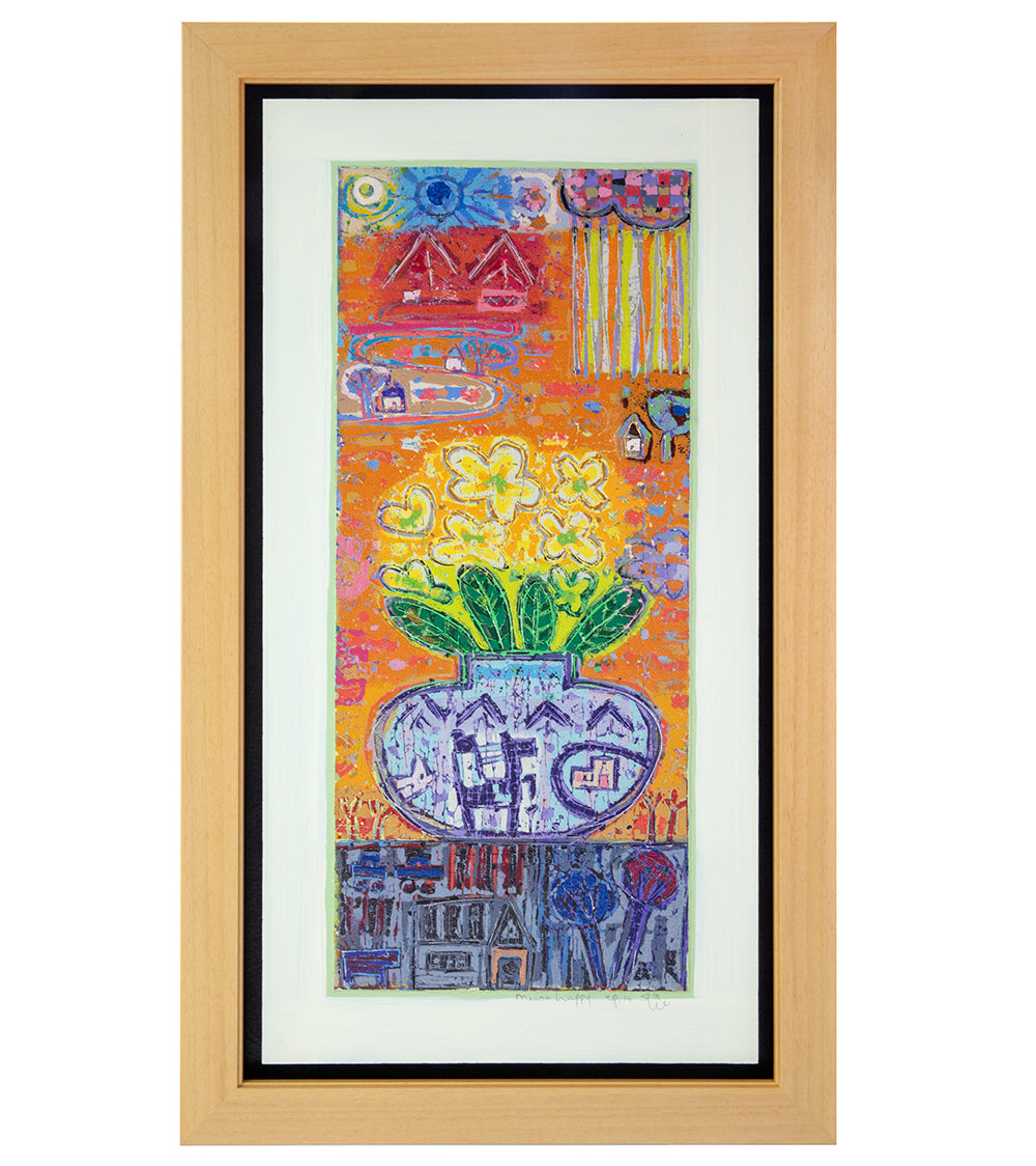 Original Woodblock Painting 'Mauna Happy' by Seung Lee - Handmade Artwork for Home Decor, Office Wall Art & Gift Ideas