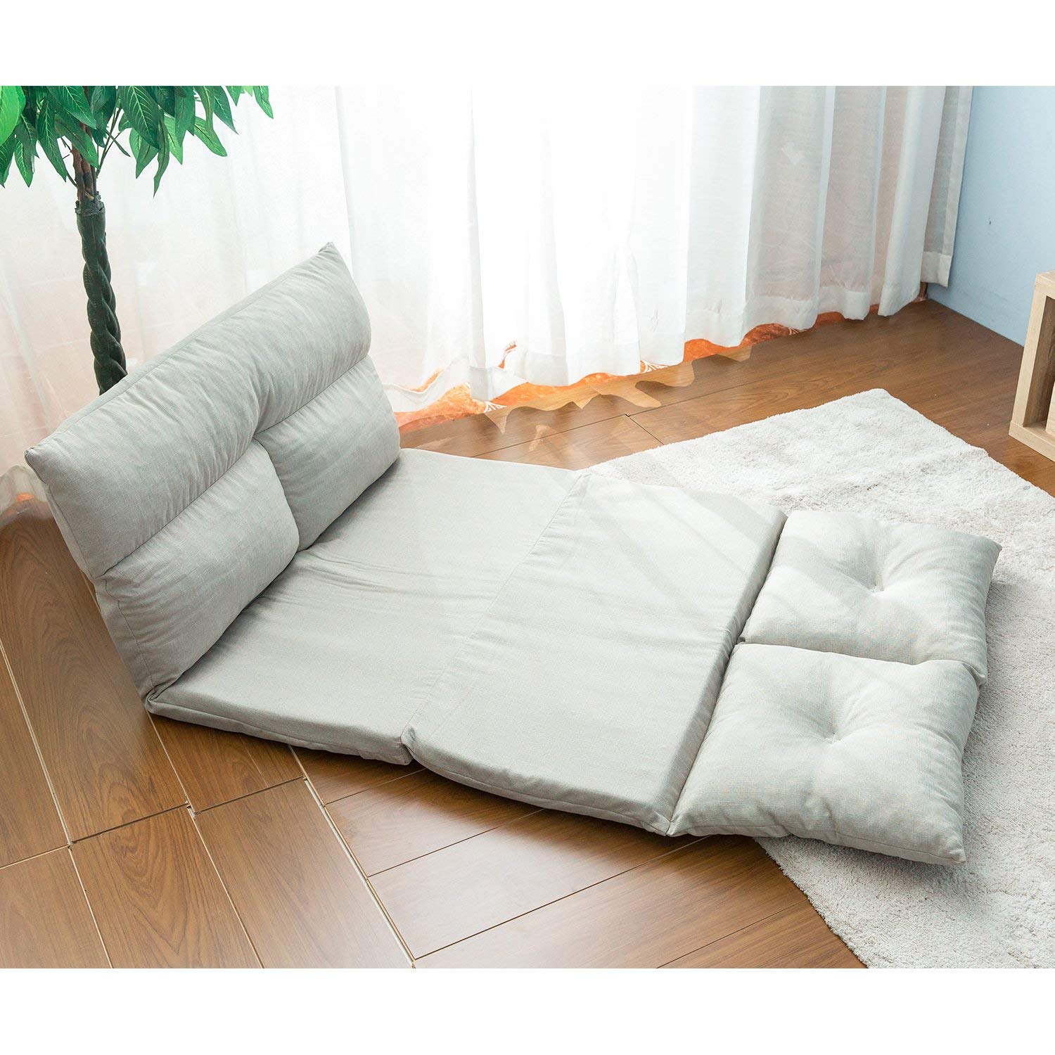 LZ LEISURE ZONE Adjustable Foldable Floor Sofa Bed - Convertible Gaming Sofa Mattress & Futon Couch with 2 Pillows for Living Room, Bedroom, Dorm or Game Room Relaxation