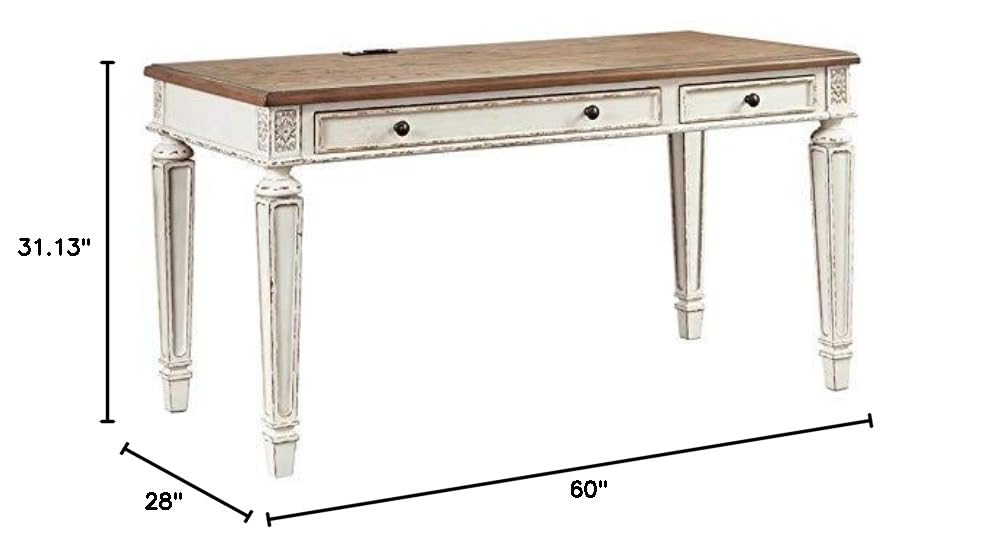 BOWERY HILL White Modern Computer Desk with USB Ports - Engineered Wood Home Office Desk for Work, Study & Gaming - Compact Writing Table for Small Spaces & Dorm Rooms
