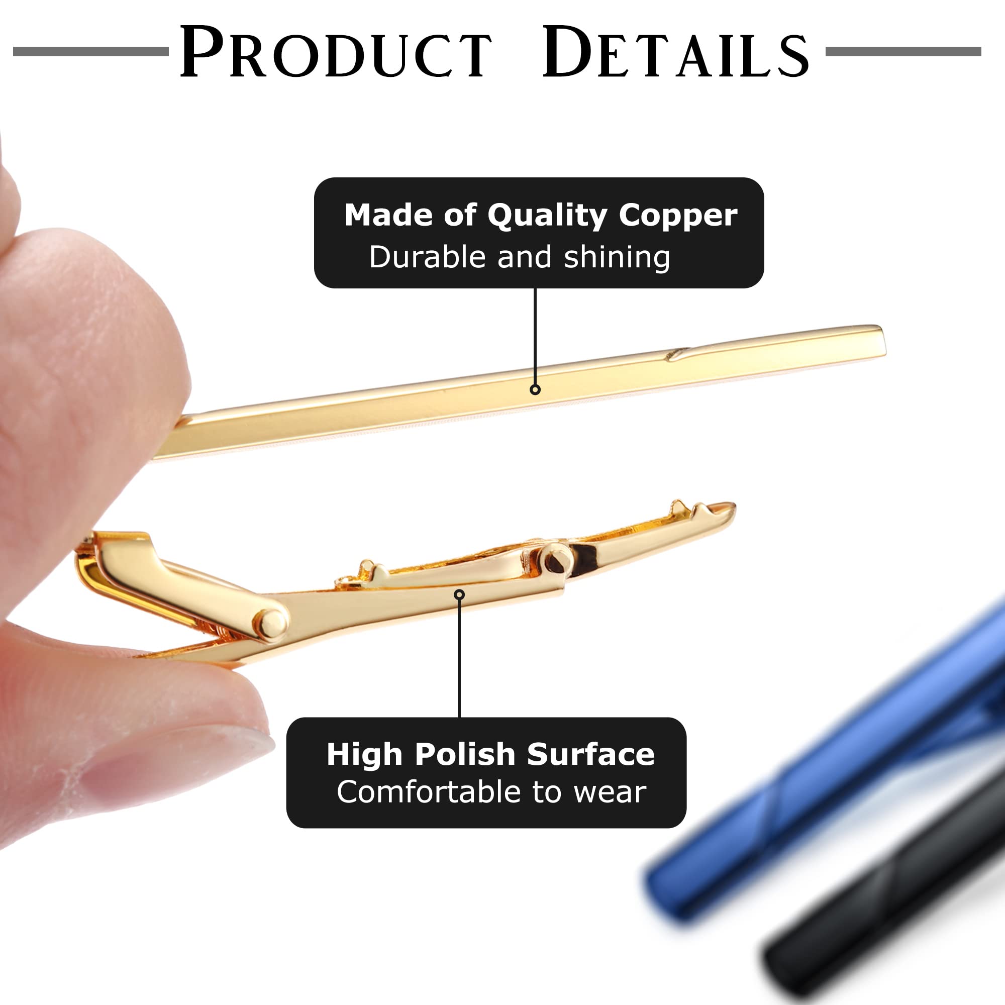 CASSIECA 10 Pcs Classic Tie Bars for Men - Stainless Steel Tie Clips Set for Regular Ties, Necktie Accessories for Wedding, Business, Formal Events - Gift Box Included | Perfect for Office, Interviews, Prom & Groomsmen Gifts