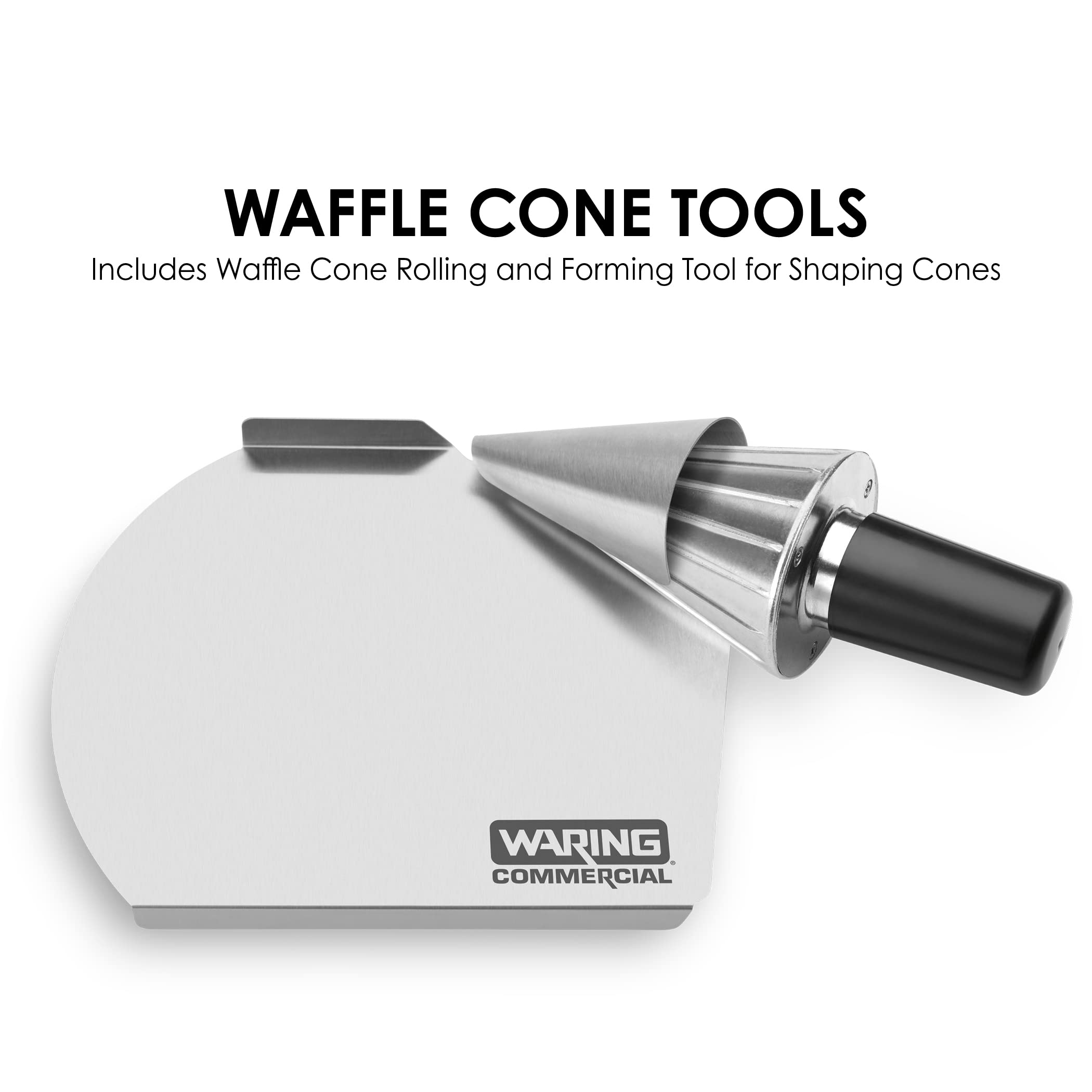 Waring Commercial Double Waffle Cone Maker - Heavy Duty Die Cast Non-Stick Waffle Cone Machine (120 Cones/Hour, 1400W, 120V) - Perfect for Ice Cream Shops, Dessert Bars & Catering Businesses - 18x12x11.25 Inch Silver Countertop Appliance