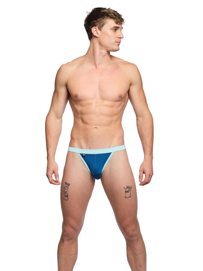 Just The Bones Cloud Sport Brief Blue - Comfortable Men's Athletic Underwear for Running, Gym & Workout | Breathable & Lightweight Performance Boxer Briefs
