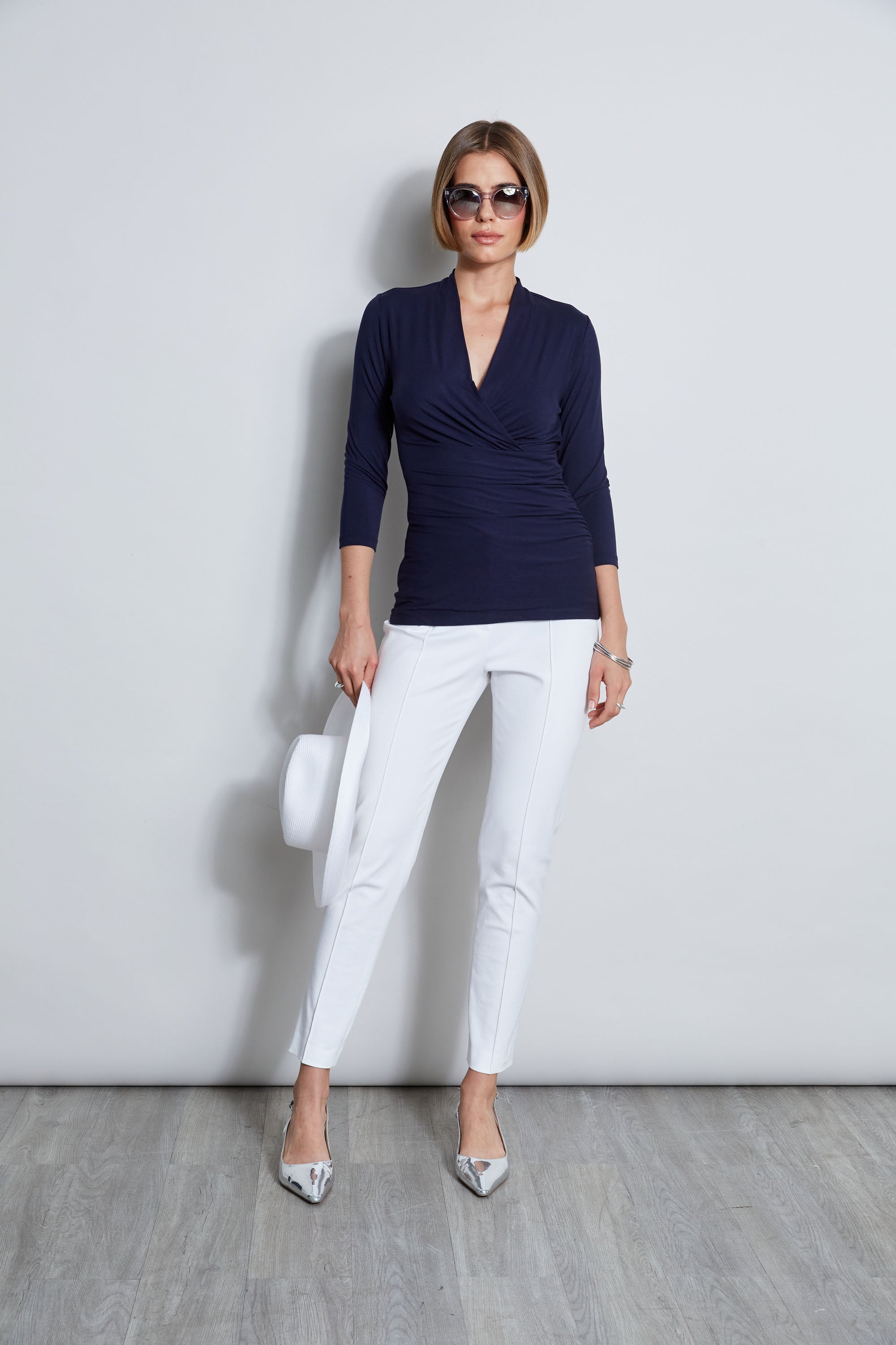 Stargazer Mock Wrap Knit Sweater for Women - Cozy Winter Pullover with Elegant Wrap Design - Perfect for Office, Date Night & Casual Outings