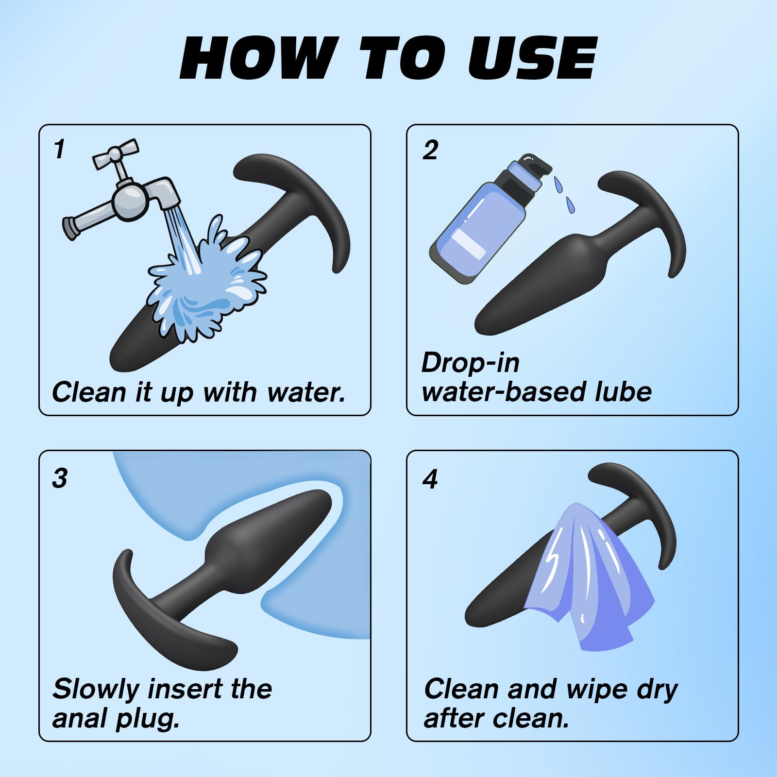 4PCS Silicone Anal Butt Plug Trainer Kit - Beginner to Advanced Sex Toys for Women & Men with Flared Base, Comfortable for Long-Term Wear - Perfect for Couples Play, BDSM Training & Solo Exploration