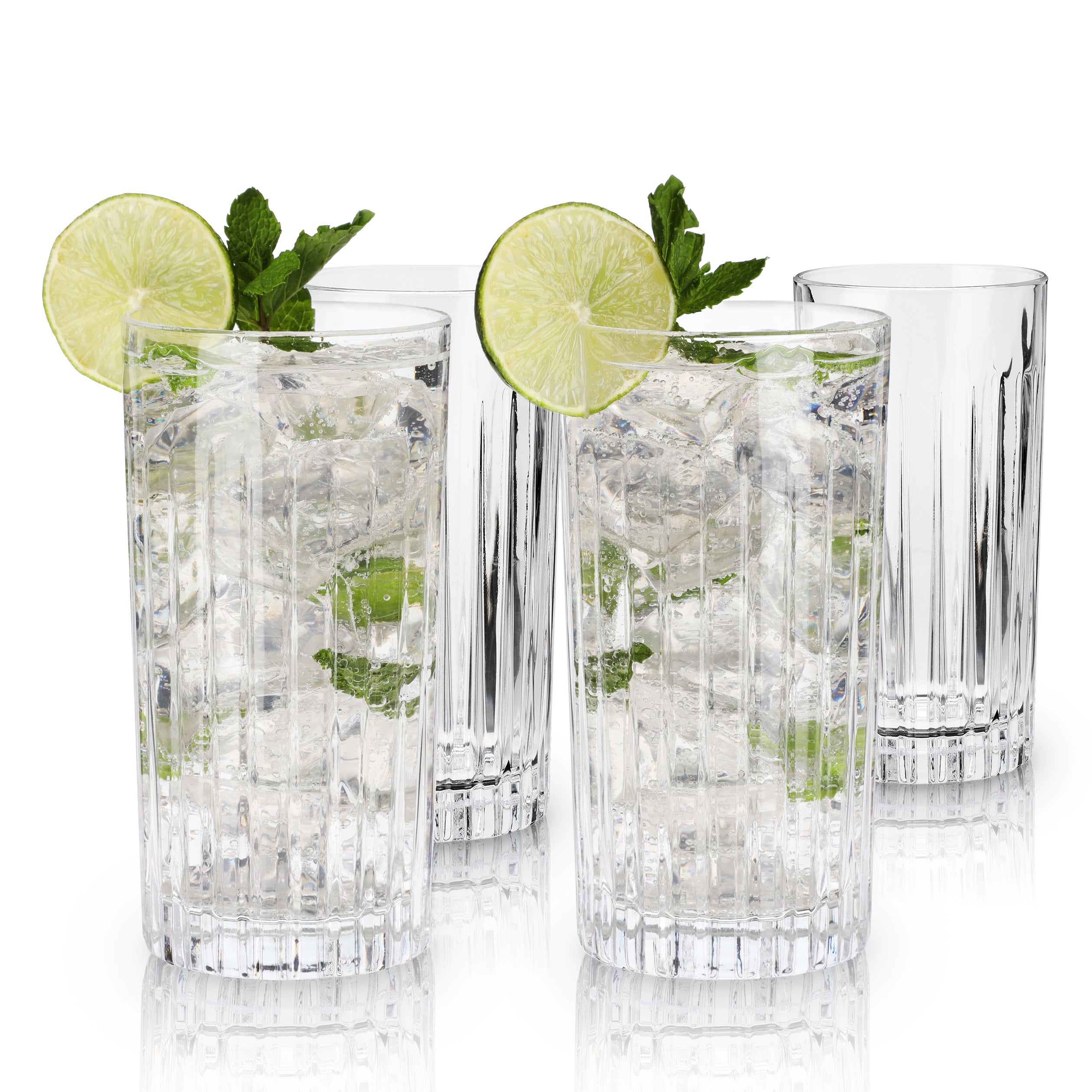 Premium Reserve Milo Crystal Highball Glasses Set of 4 - Elegant Whiskey & Cocktail Drinking Glasses for Home Bar, Dinner Parties & Gifts