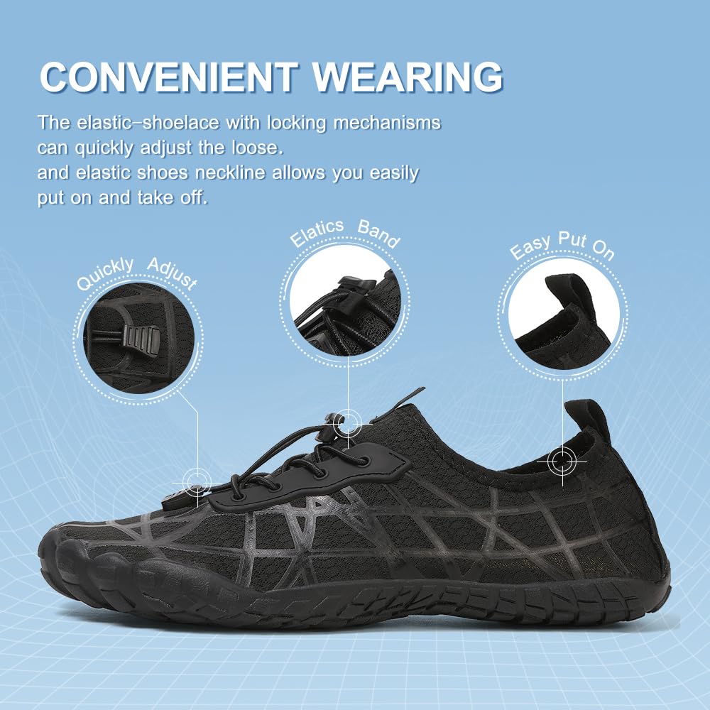 **Women's & Men's Quick-Dry Water Shoes - Barefoot Beach Swim Shoes for Pool, River, Surf & Yoga | Slip-On Aqua Shoes for Water Park & Outdoor Activities**