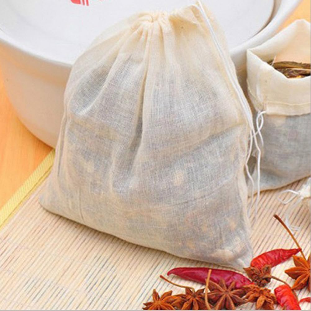 Yardwe Reusable Cheesecloth Bags - 10 Pack 8x10cm Coffee Filters for Loose Leaf Tea, Nut Milk & Soup Straining | Eco-Friendly Tea Filter Bags & Drawstring Mesh Pouches | Perfect for Homemade Coffee, Herbal Tea & DIY Nut Milks