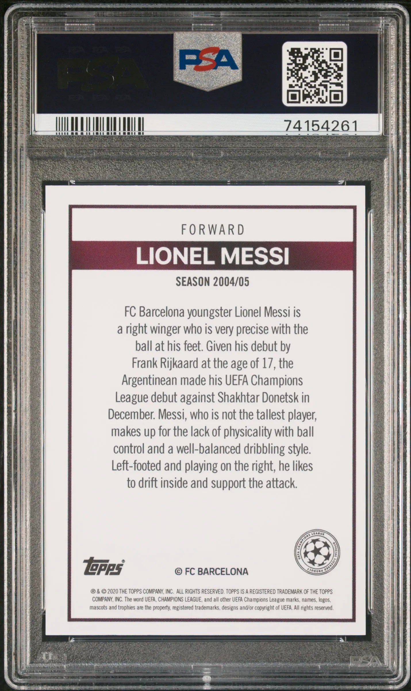 2020 Topps Soccer The Lost Rookie Cards Lionel Messi RC '04-05 PSA 9 Mint Condition - Rare Collectible for Soccer Fans, Display & Investment