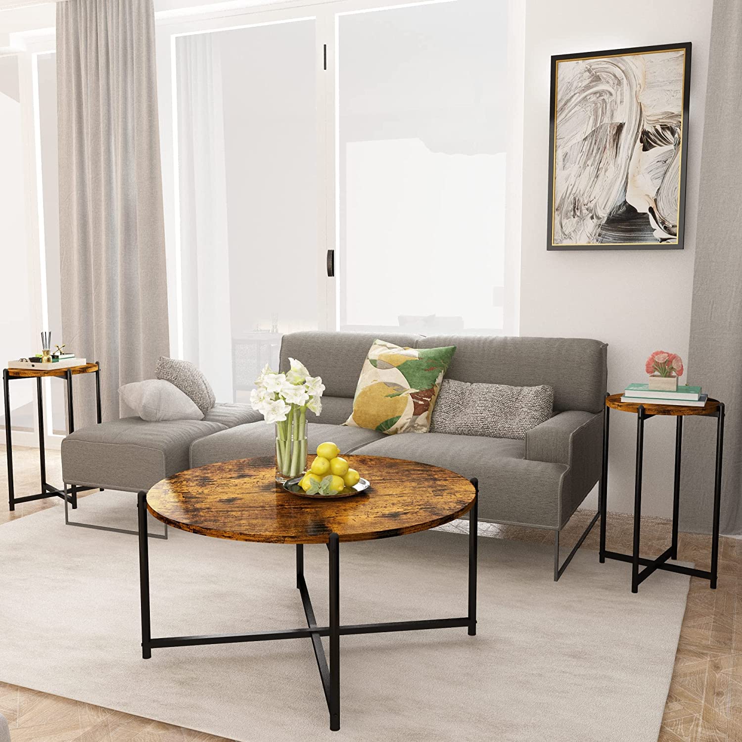 Modern Round Coffee Table Set - 31.4