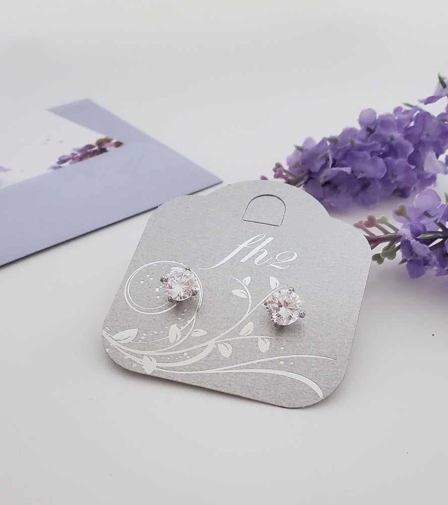 8mm CZ Stud Earrings for Women - Hypoallergenic Pierced Earrings - Perfect for Everyday Wear, Parties & Gifts
