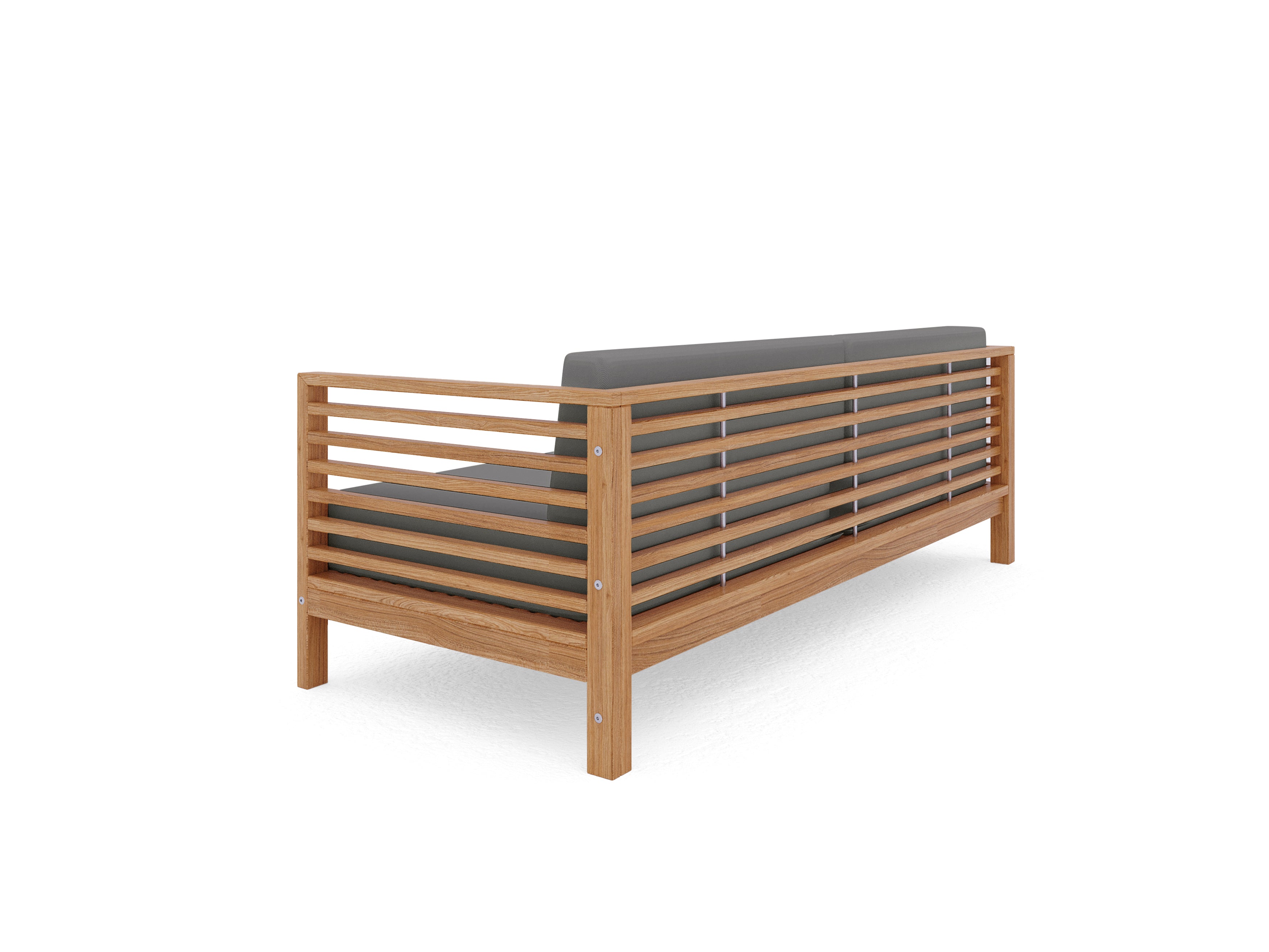 Premium Sylvie 3-Person Teak Outdoor Sofa with Sunbrella Charcoal Cushions - Waterproof Patio Furniture for Backyard, Poolside & Garden Relaxation