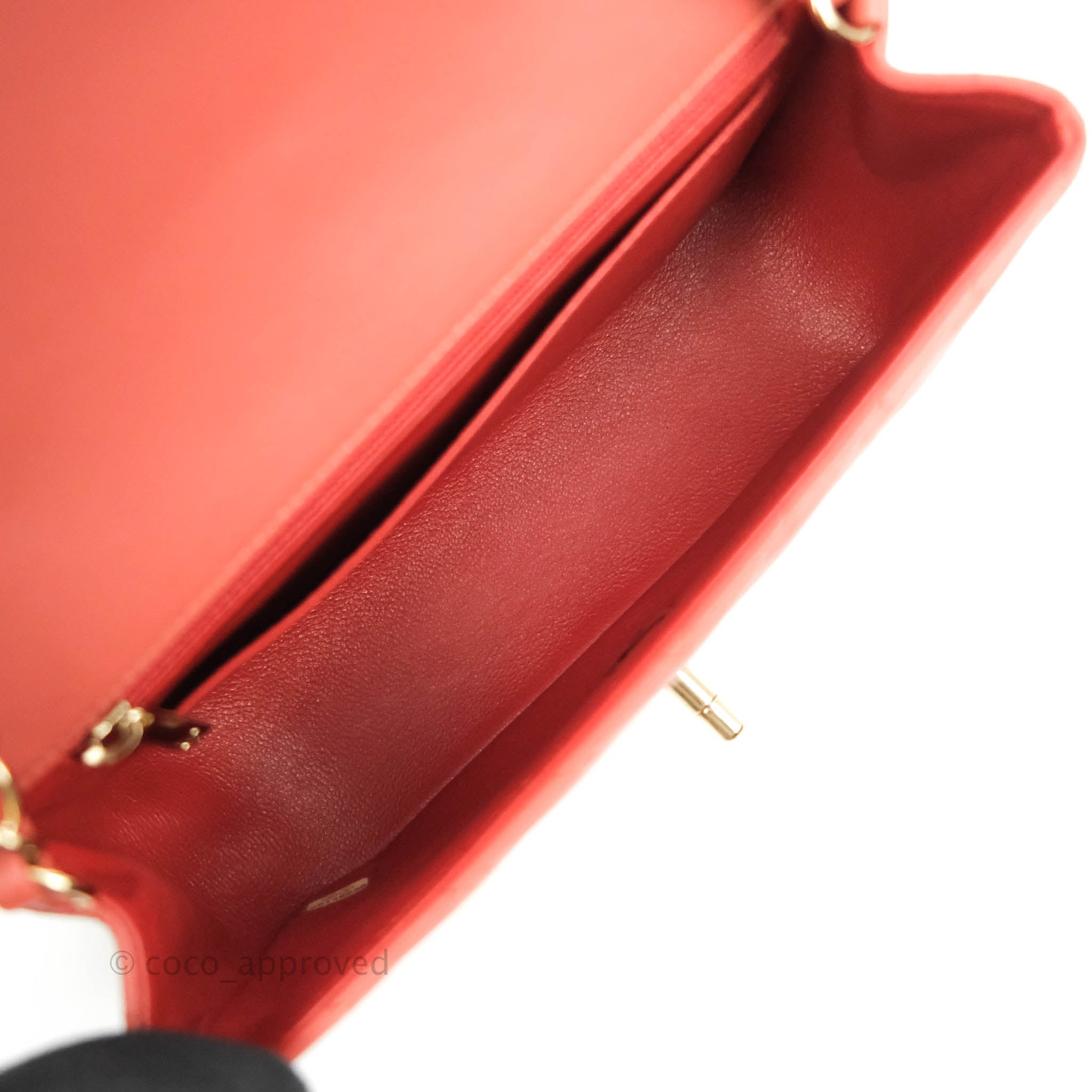 Chanel Chevron Mini Rectangular Flap Bag in Brick Red Lambskin Leather with Aged Gold Hardware - Luxury Crossbody Purse for Women, Perfect for Date Night & Special Occasions
