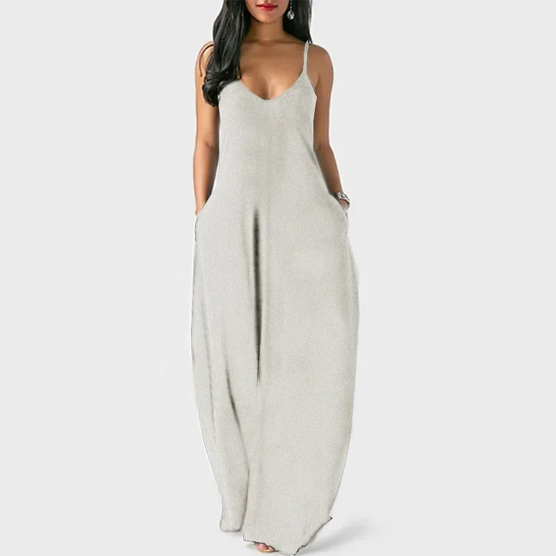 Sexy Deep V Neck Sling Dress for Women - Summer Solid Color Casual & Party Wear -欧美跨境新款