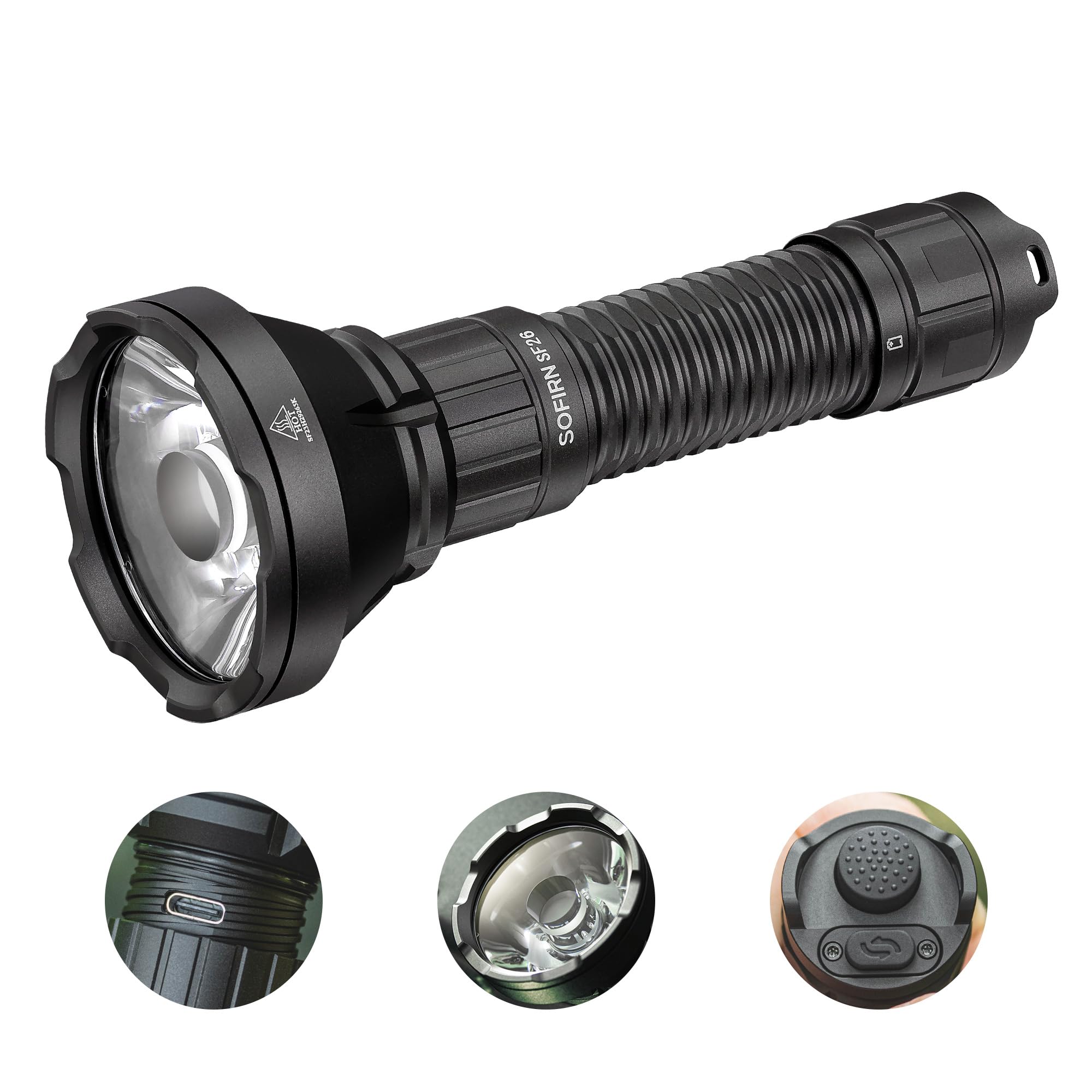 Sofirn SF26 2000 Lumens Rechargeable Tactical Flashlight - 3162 Feet Beam Distance, High Lumens LED Spotlight for Hunting, Camping & Emergency Preparedness | Waterproof Outdoor Flashlight for Hiking, Power Outages & Survival Gear