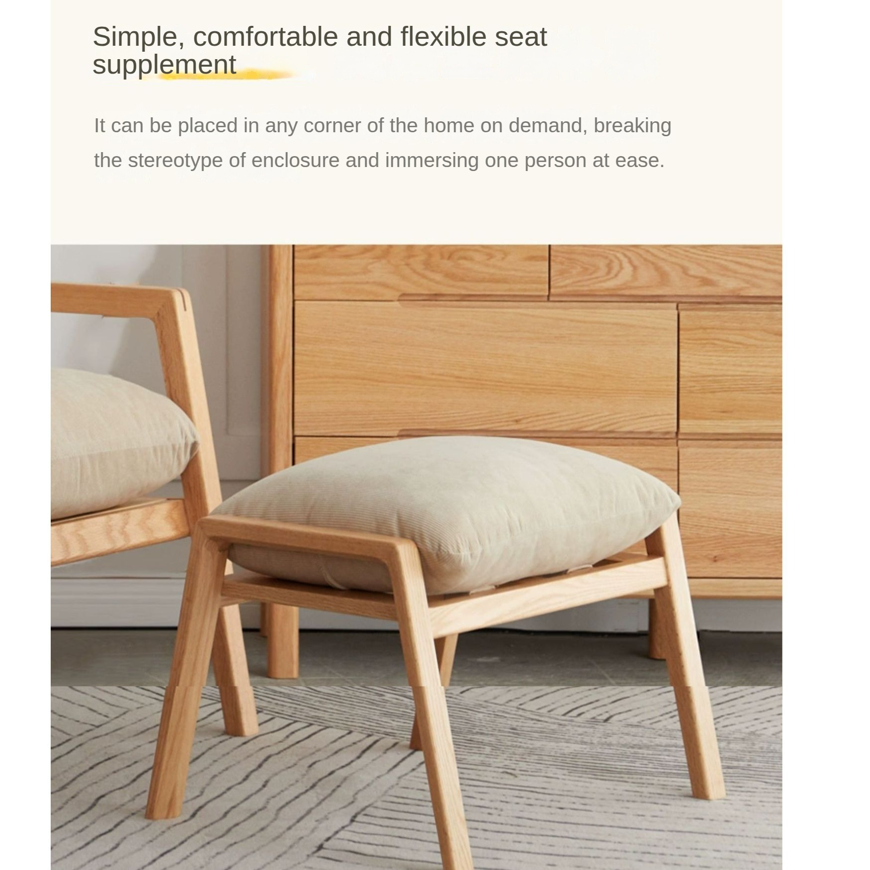 Solid Oak Wood Footrest Ottoman - Shoe Stool with Storage - Perfect for Living Room, Bedroom & Entryway - Durable & Stylish Home Decor
