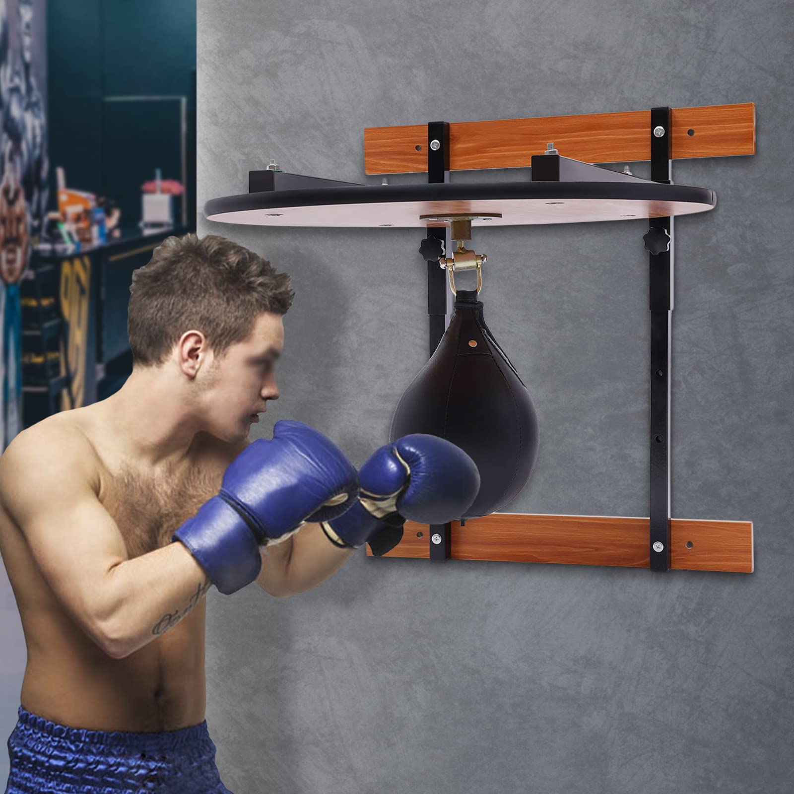 Adjustable Wall-Mounted Speed Bag Platform Kit for Boxing Training - 25.39 x 22.83