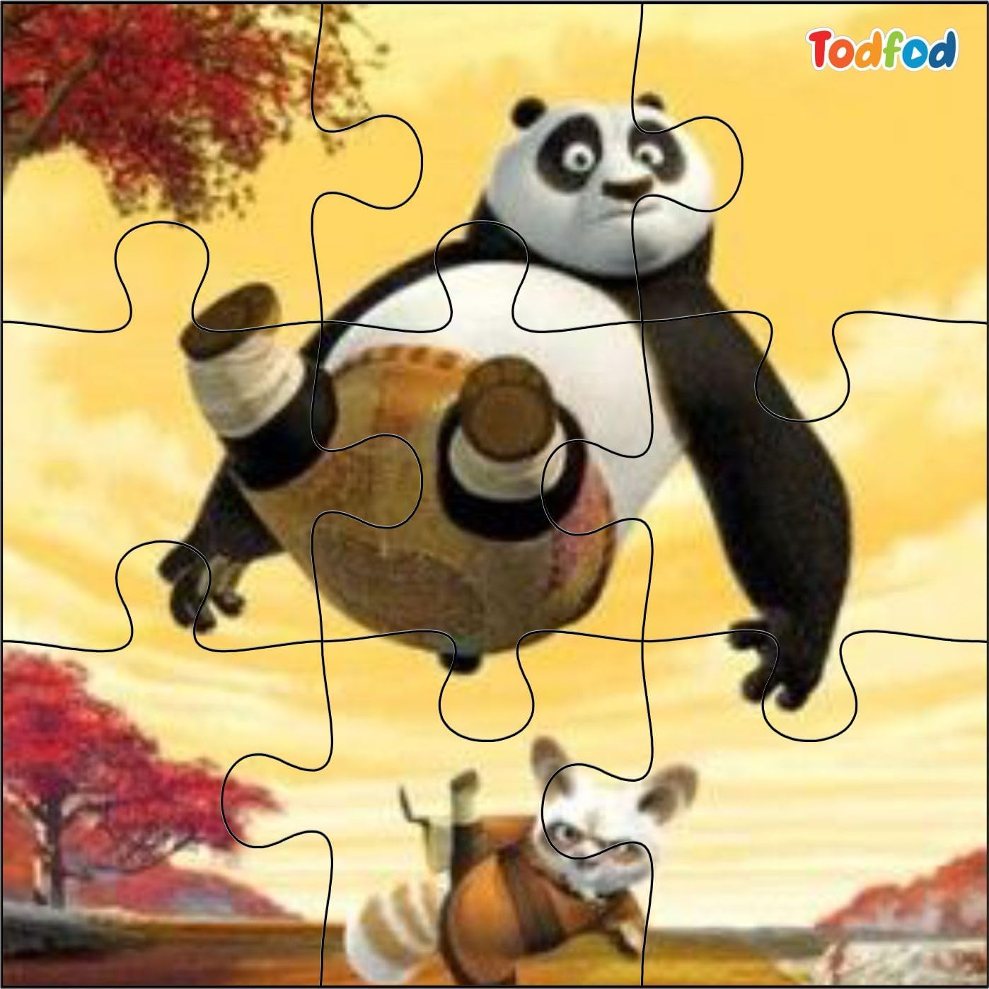 54-Piece 6-in-1 Wooden Jigsaw Puzzle Set for Kids - Educational Toy with Anime Cartoon Characters (Motu Patlu & Kung Fu Panda) for Cognitive Development & Learning Fun - Perfect for Birthday Gifts, Classroom Activities & Family Game Night