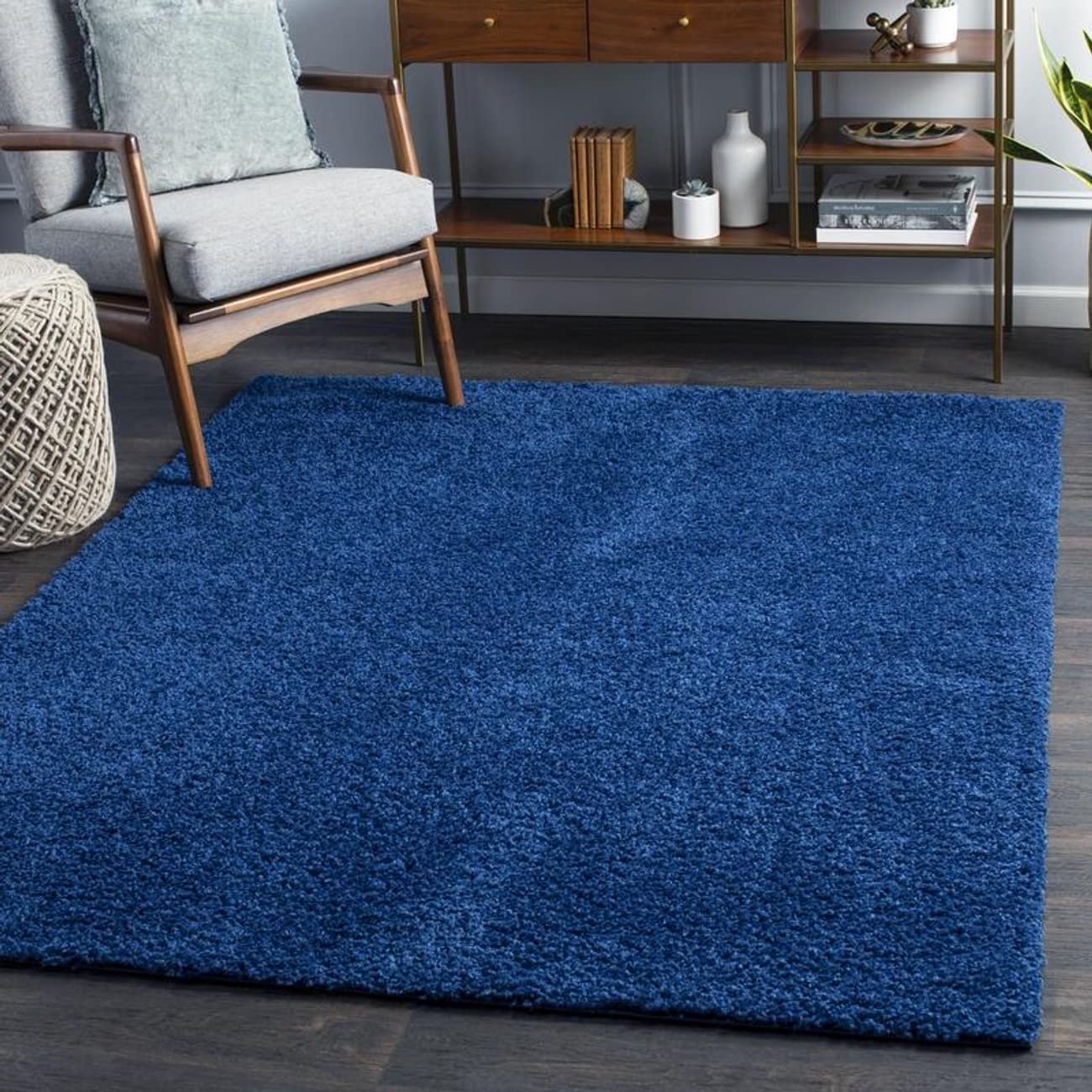 Mark&Day 2x8 Tuindorp Shag Navy Runner Rug - Soft Plush Blue & White Carpet for Hallway, Bedroom, Kitchen - Non-Slip Floor Mat (2'6