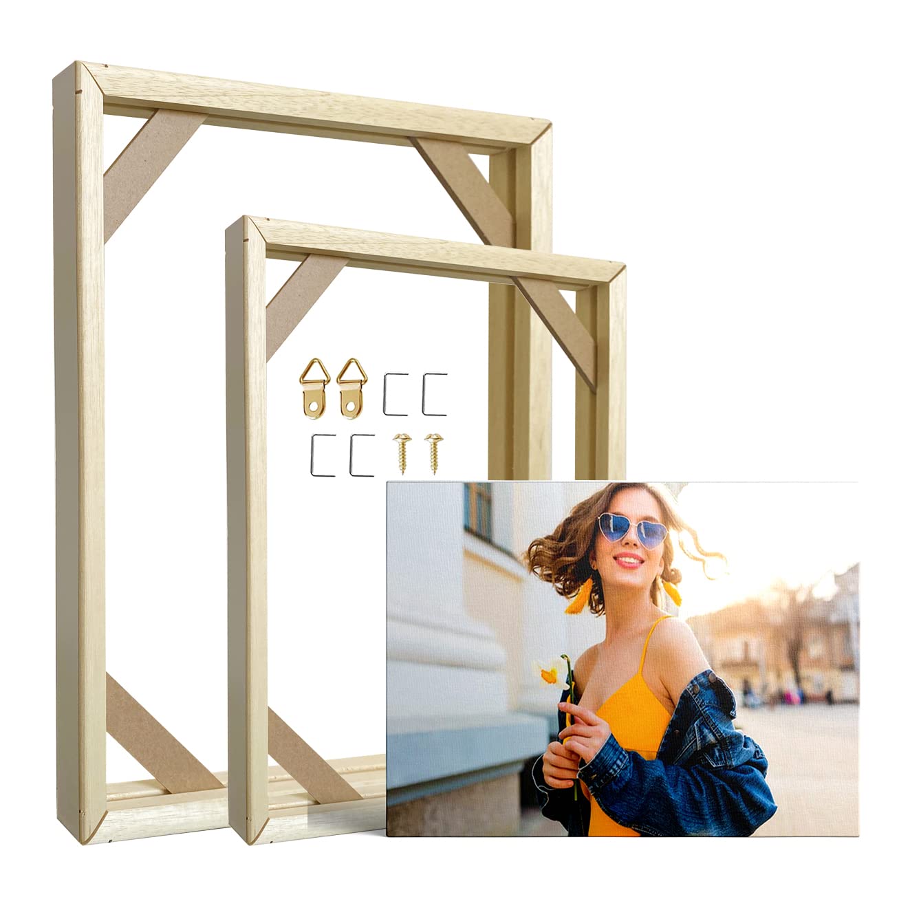 Sunwes DIY Canvas Frame Kit - Solid Wood Stretcher Bars for Oil Painting & Wall Art - Custom Wooden Picture Frames with Accessories - Perfect for Home Decor, Artist Studios & Gallery Displays