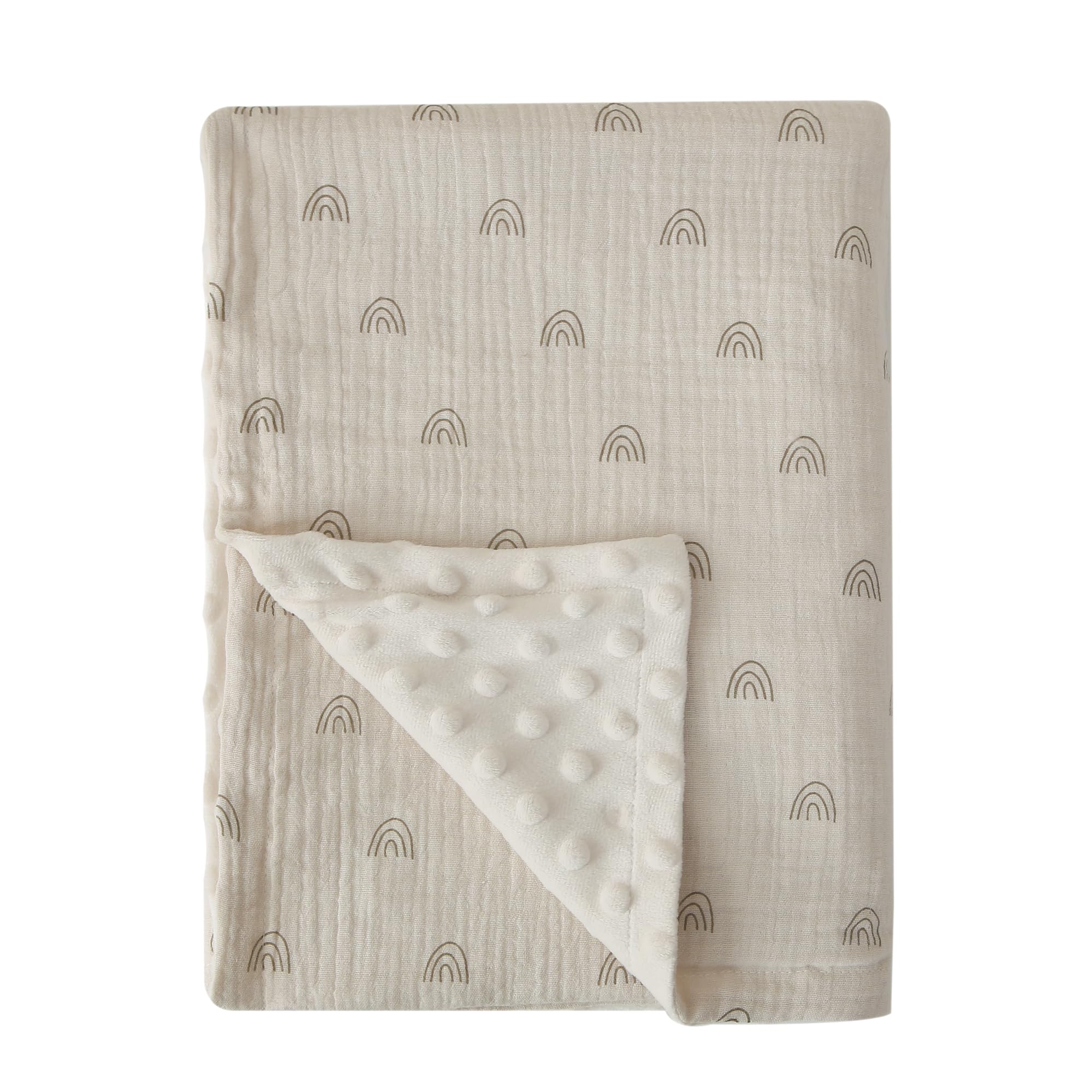 DaysU Baby Blankets - Ultra Soft Muslin Cotton Front & Cozy Fleece Back - 30x40 Inch Unisex Newborn Blanket for Boys & Girls - Perfect for Crib, Stroller & Swaddling - Rainbow Dotted Design