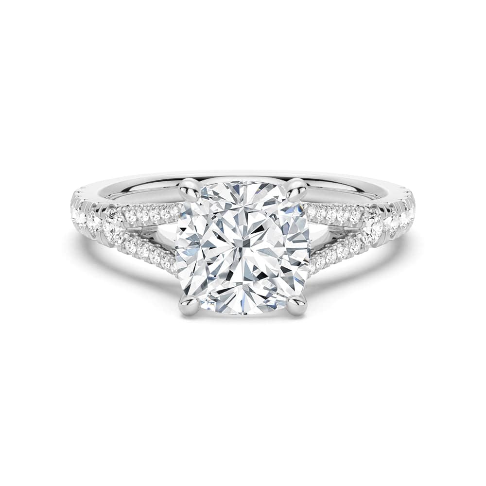 Exquisite Cushion Cut Split Shank Moissanite Engagement Ring for Women - Sparkling Wedding Band, Anniversary Gift, Proposal Jewelry - Perfect for Romantic Proposals, Bridal Sets, and Special Occasions