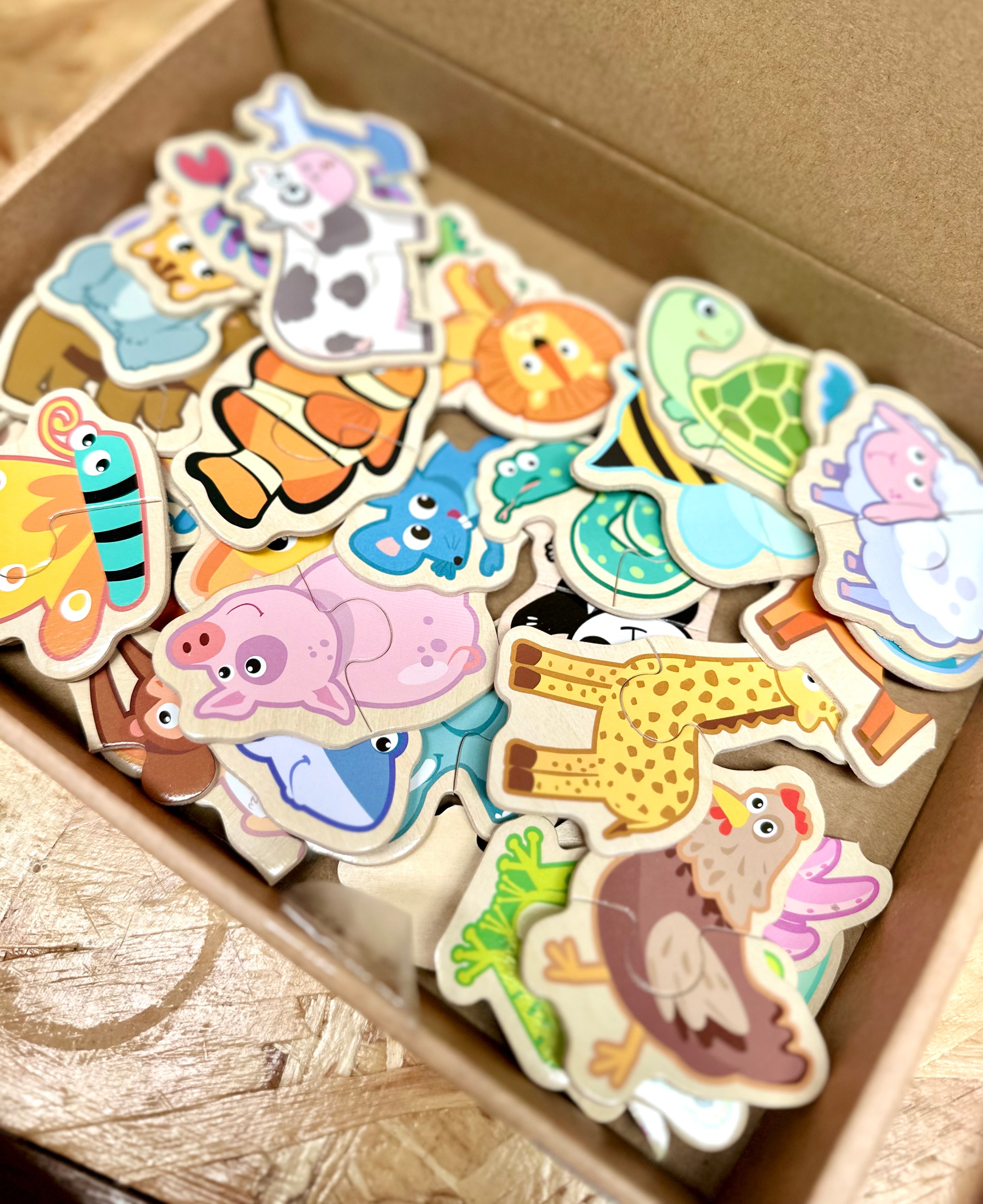 Wooden Animal Matching Puzzle Game for Toddlers - Educational Montessori Learning Toy for Kids Ages 2-4 - Perfect for Preschool Classroom & Home Playtime Activities