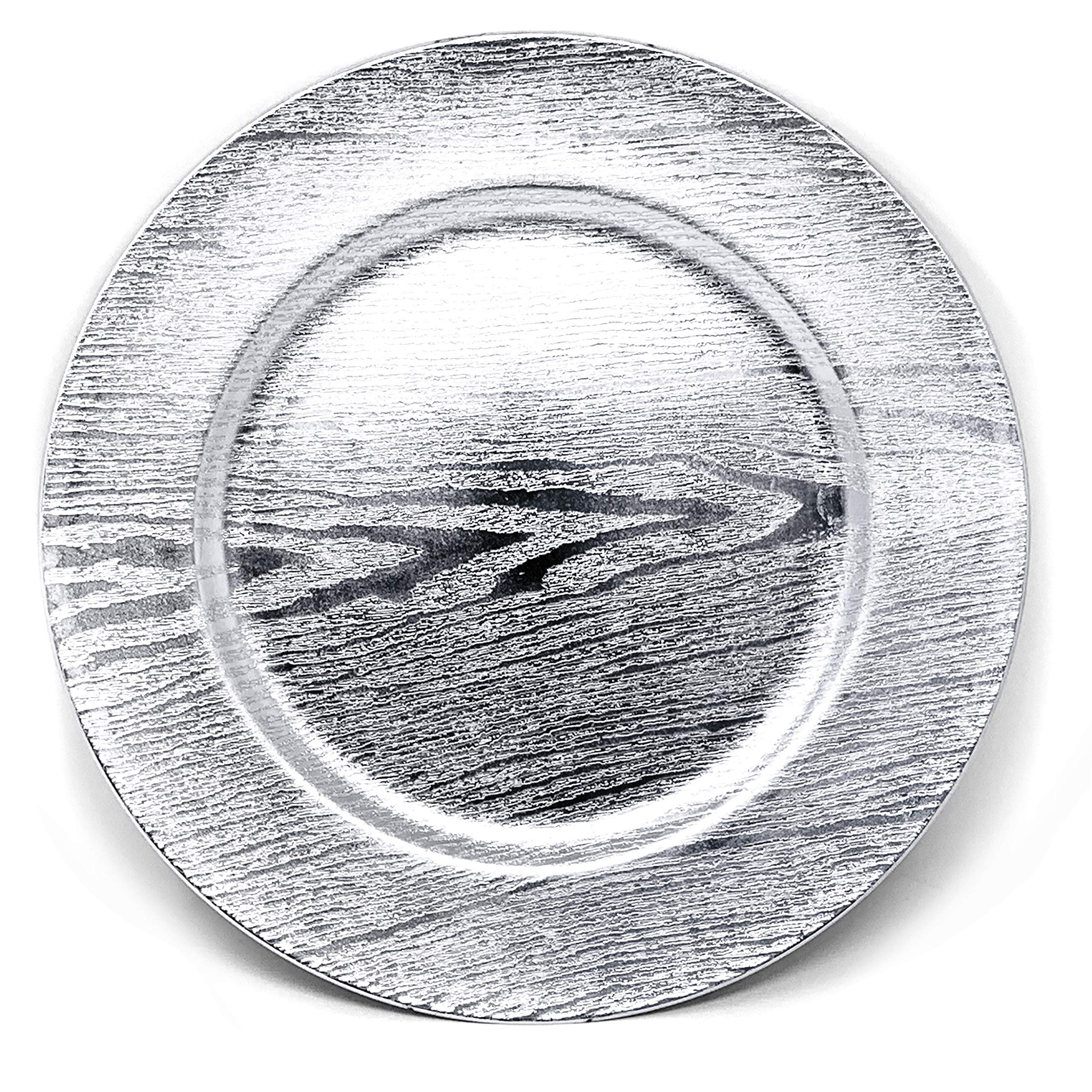 Premium 13-Inch Round Charger Plates - Heavy Duty Grain Silver Dinner Plate Chargers - 48-Pack for Elegant Table Decor - Perfect for Weddings, Thanksgiving, Christmas & Holiday Parties - Ideal for Formal Dining, Buffet Settings & Special Occasions