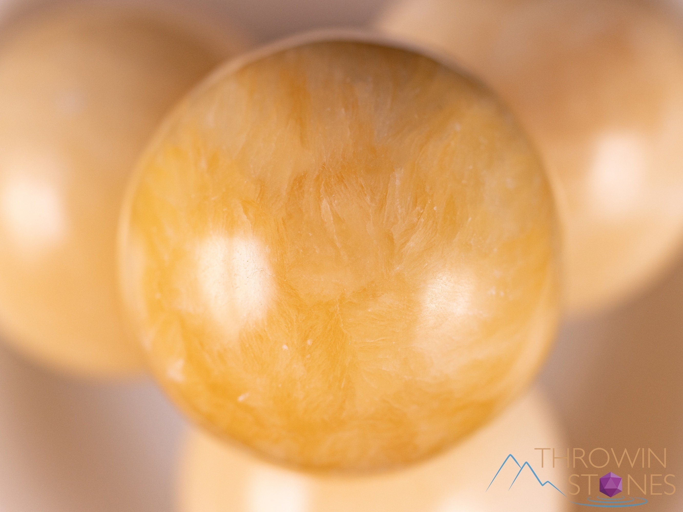 Light Yellow Calcite Crystal Sphere - Natural Healing Stone Ball for Home Decor, Housewarming Gift, Meditation & Feng Shui (E2109) | Perfect for Office Desk, Yoga Space & Positive Energy
