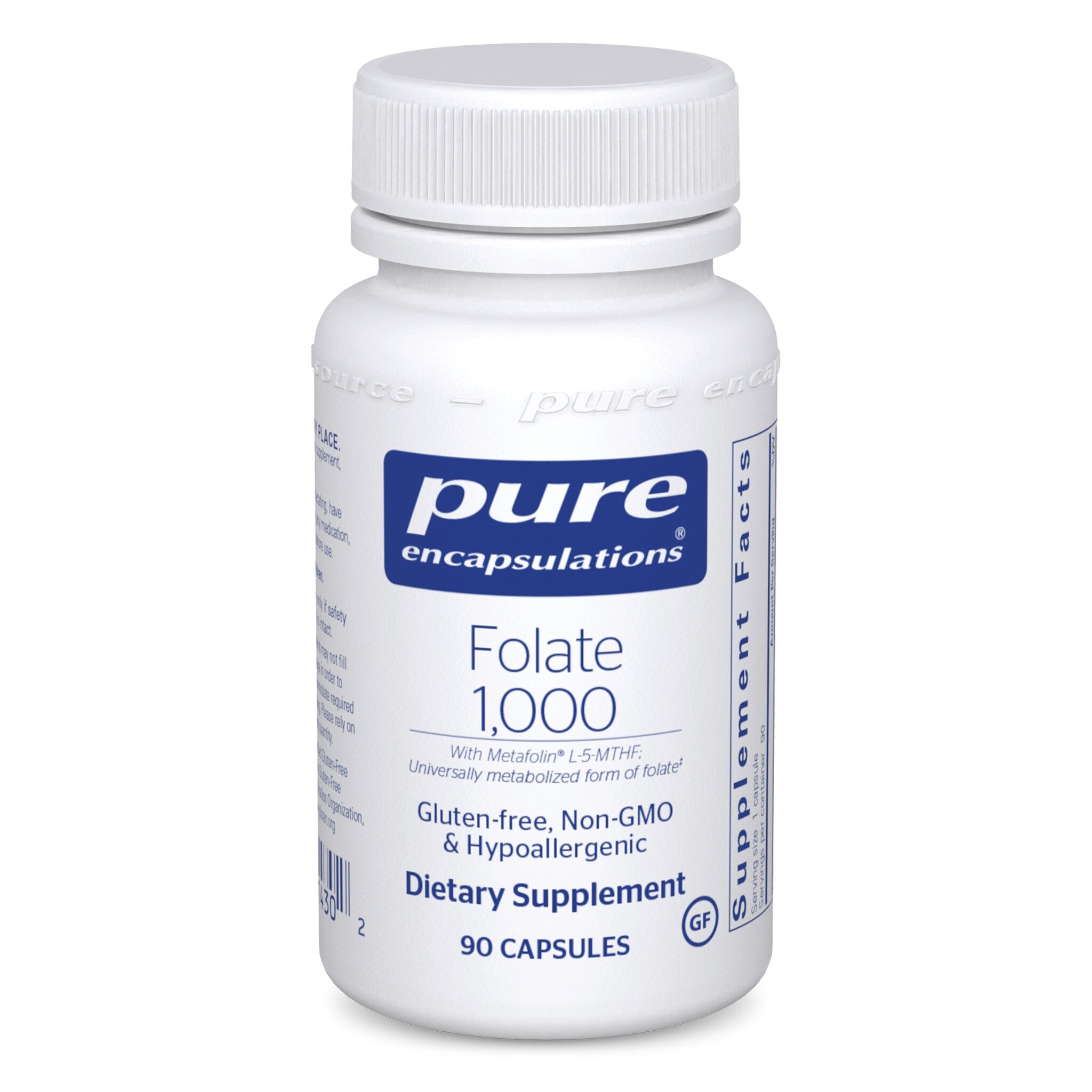 Pure Encapsulations Folate 1000mcg - High Potency Vitamin B9 Supplement for Energy & Heart Health - Supports Pregnancy, Metabolism & Cellular Function
