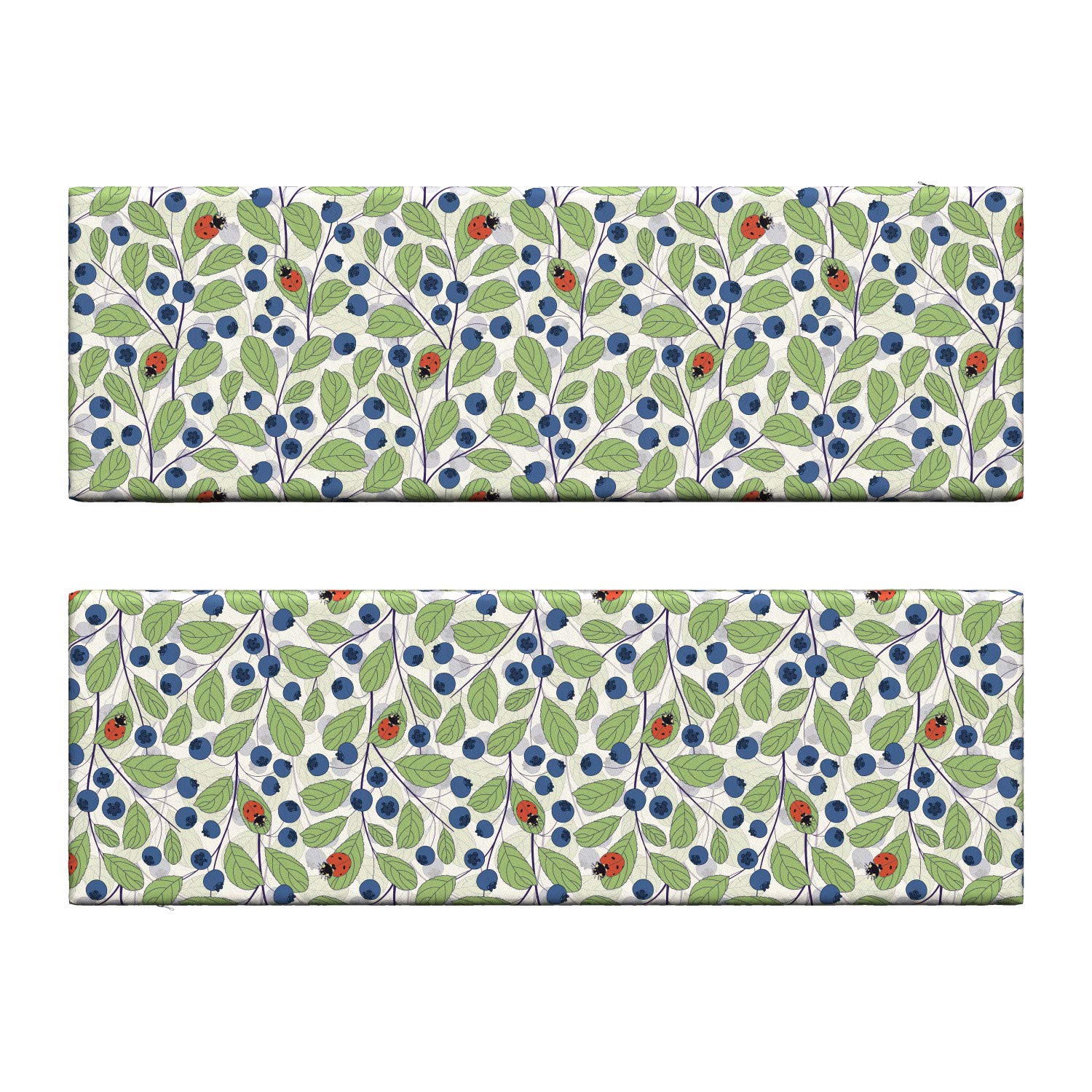 Ambesonne Ladybug Bench Cushion Set of 2 - Red & Dark Blue Outdoor Garden Seat Cushions with Bug & Leaf Design, 45