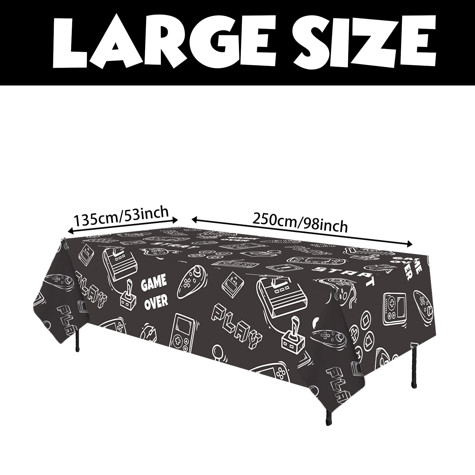 Game Theme Plastic Tablecloth - Happy Birthday Party Decorations for Kids & Adults - Waterproof Picnic Camping Table Cover - Perfect for Birthday Parties, Themed Events, Outdoor Gatherings & Family Celebrations