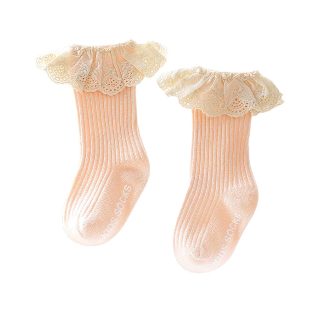 Baby Girls' Cute Ruffle Lace High Knee Knitted Socks - Warm Winter Long Stockings for Newborn Toddler Kids - Perfect for Fall/Winter Outfits & Photoshoots