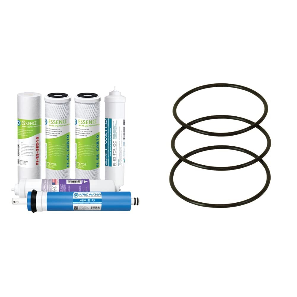 APEC FILTER-MAX-ESPH 75 GPD Complete Replacement Filter Set for ESSENCE Series Alkaline Reverse Osmosis Water Filter System - Includes 3 Pcs 3.5