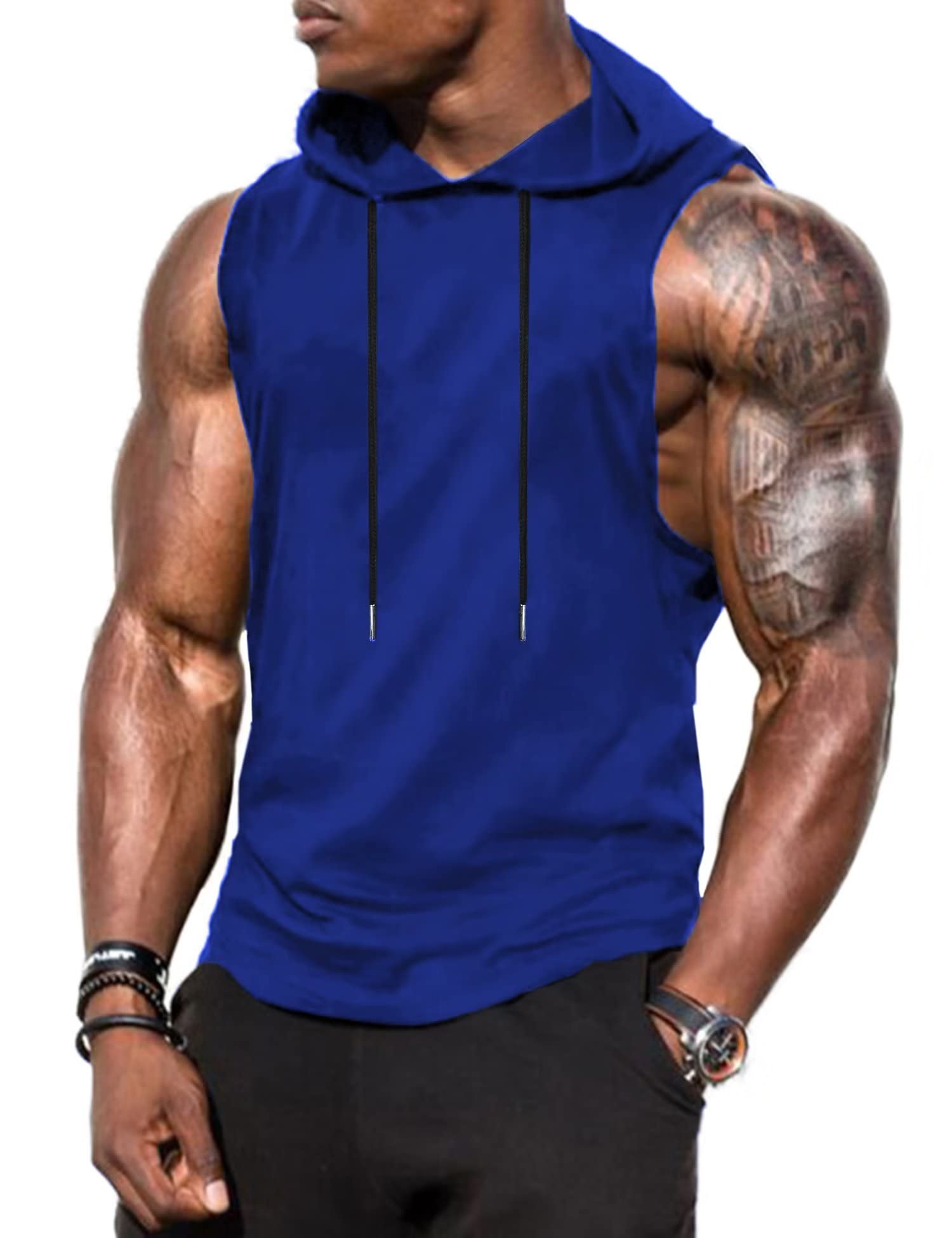 Babioboa Men's Workout Hooded Tank Top - Sleeveless Gym Hoodie for Bodybuilding & Training - Breathable Muscle Shirt for Fitness, Running & Outdoor Sports