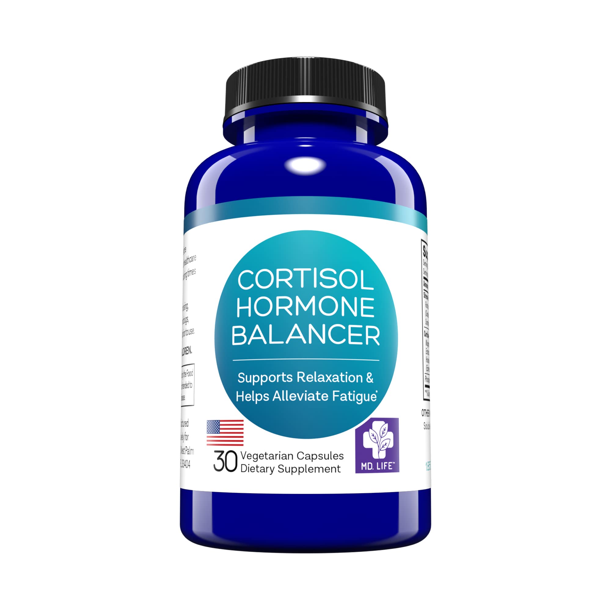 MD Life Cortisol Support Supplement (30 Capsules) - Natural Stress Relief with Phosphatidylserine, Magnolia Bark & Ashwagandha, Non-GMO, Vegan - Supports Healthy Cortisol Levels for Work Stress & Better Sleep
