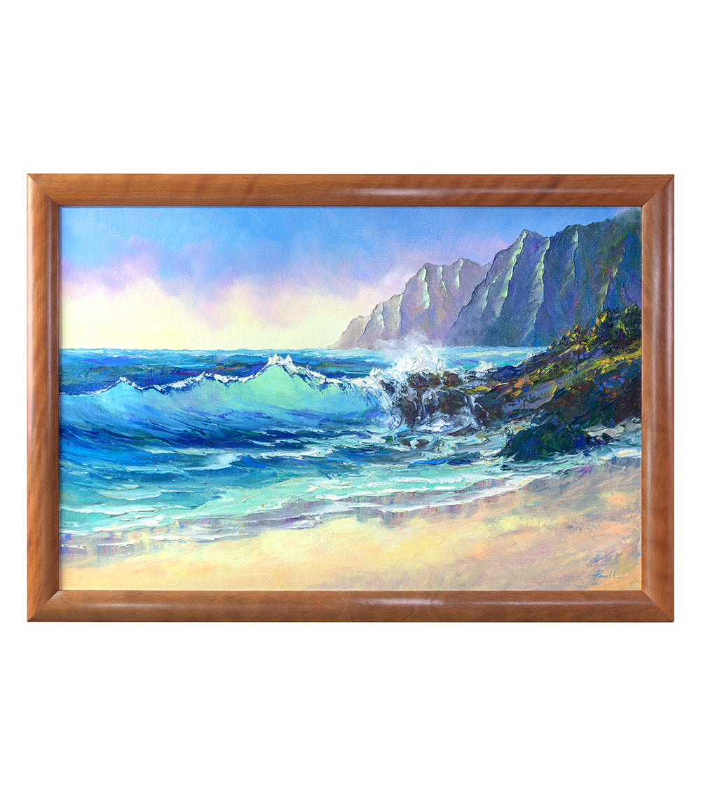 Original Surf Art Painting 'Windward Surf 12/22' by Michael Powell - 36x24 Inches Ocean Wave Wall Decor for Beach House & Coastal Living Rooms