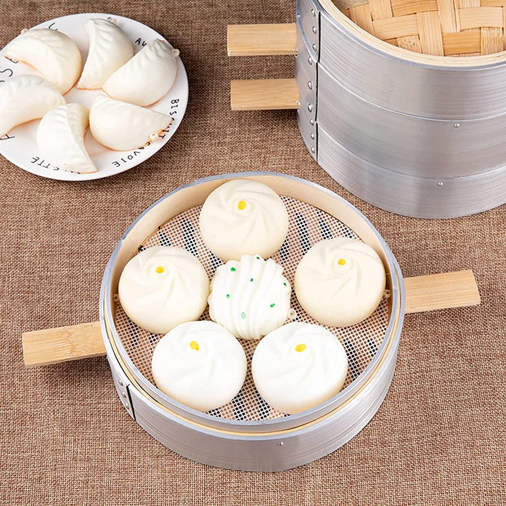 Premium 3-Tier Bamboo Steamer Basket for Healthy Cooking - Chinese Food Steamer with Aluminum Alloy Edging - Perfect for Rice, Dim Sum, Vegetables & Fish - Ideal for Asian Cuisine, Meal Prep & Healthy Eating at Home