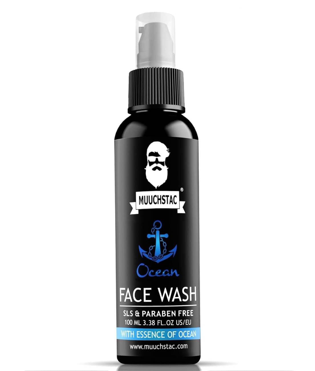 Muuchstac Ocean Face Wash for Men - Acne Fighting, Oil Control & Skin Brightening Cleanser | Deep Cleansing, Refreshing Formula for Clear, Healthy Skin (100 ml) | Perfect for Daily Skincare & Post-Workout Use