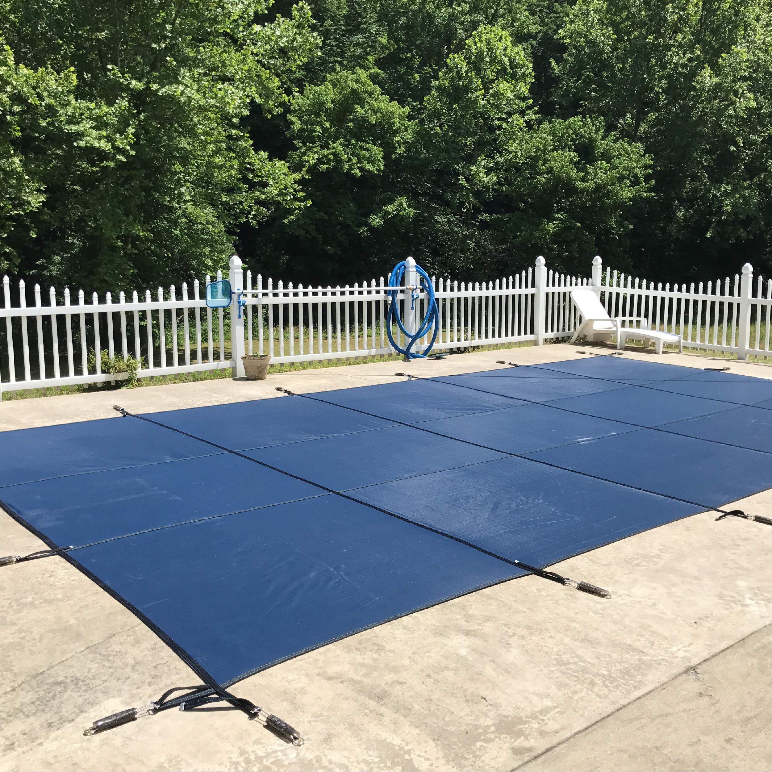 Premium WaterWarden 18’ x 40’ In-Ground Pool Safety Cover - Heavy Duty Blue Mesh with Triple Stitching, ASTM F1346 Certified, Includes Hardware - 20-Year Warranty - Perfect for Year-Round Pool Protection and Child Safety