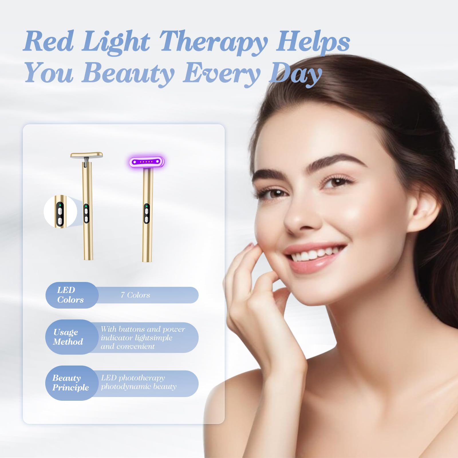 Red Light Therapy Face Massager - 7 Color LED Facial Light Therapy Device for Skin Rejuvenation & Anti-Aging | At-Home Skincare Tool for Wrinkle Reduction & Glowing Complexion | Perfect for Daily Facial Care & Relaxation Routine