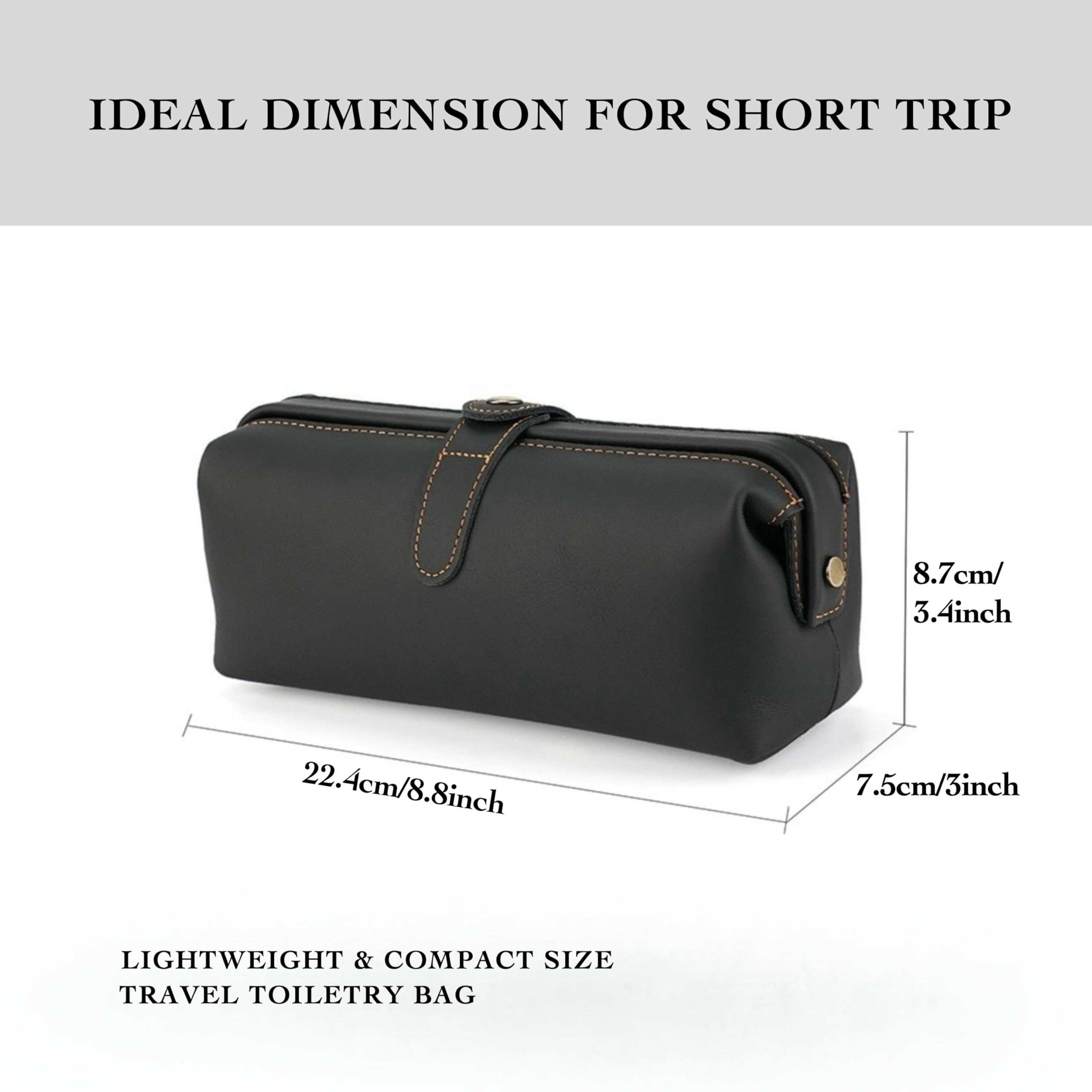Premium Men's Personalized Leather Toiletry Bag - Waterproof Travel Dopp Kit for Grooming Essentials | Top Grain Leather Shaving Pouch | Ideal for Business Trips, Gym & Weekend Getaways