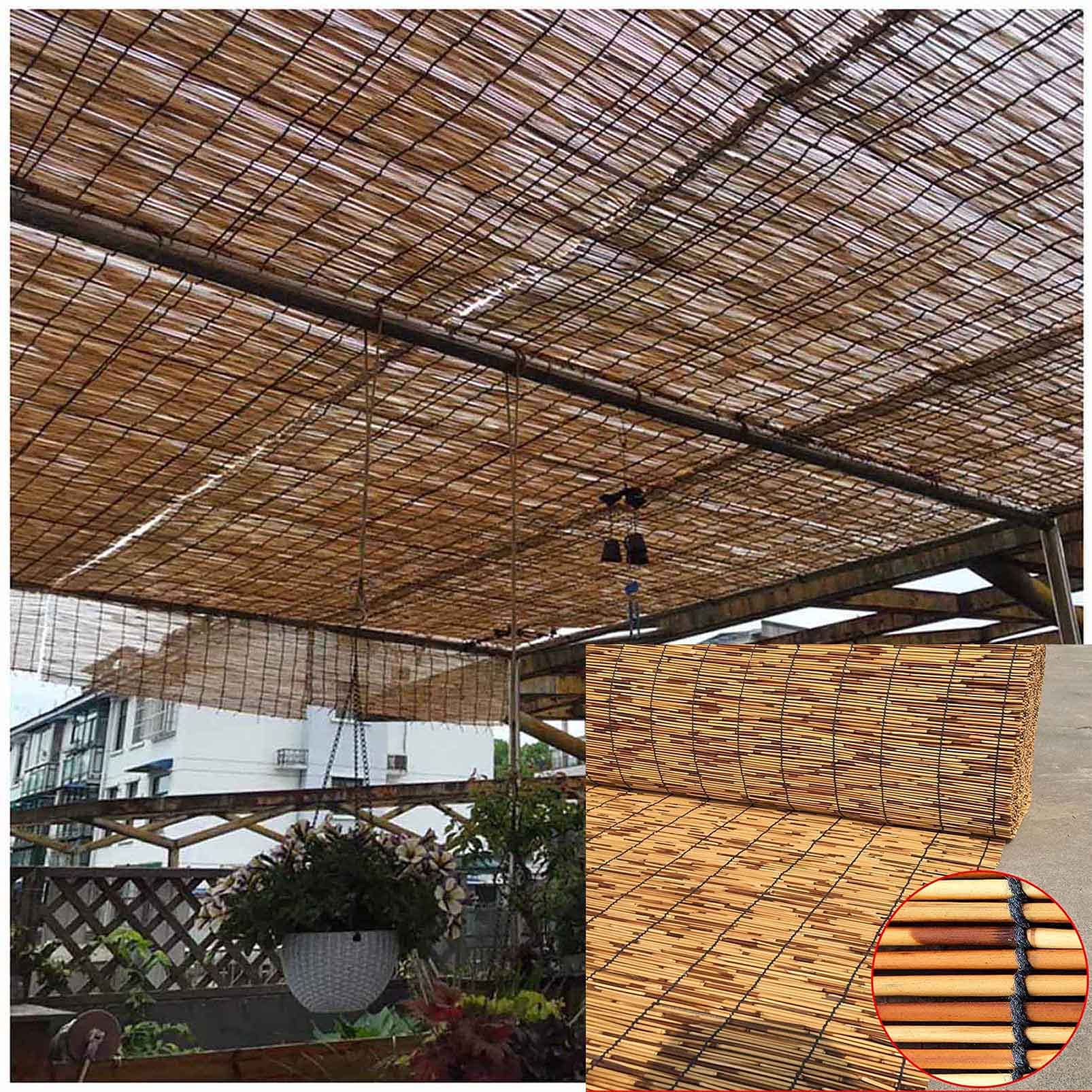 4FT Balcony Reed Fence - Natural Bamboo Privacy Screen for Patio, Outdoor Garden & Gallery - 2FT & 3FT Height Options - Perfect for Backyard Shade, Deck Partition & Balcony Cover