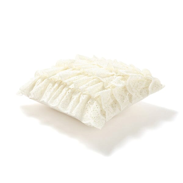 Elegant Embroidery Lace Frill Cushion Cover 18x18 Inches White - Perfect for Sofa, Bedroom Decor and Home Accents