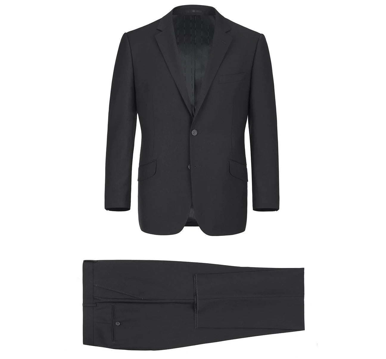 Alessandro Vitello by Renoir Black 2-Piece Slim Fit Single Breasted Notch Lapel Suit | Premium Men's Business Attire for Weddings, Office & Formal Events