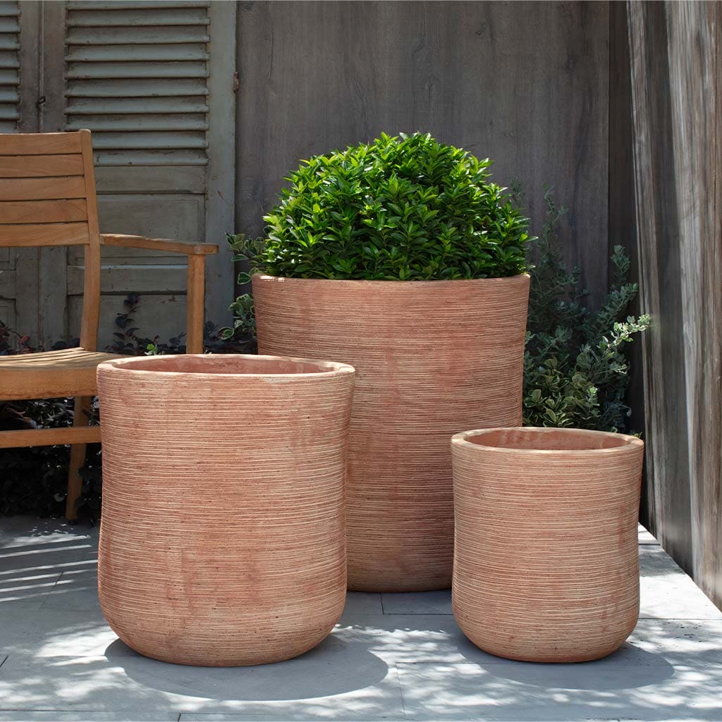 Campania International Aspen Planter Set of 3 - Terra Cotta Flower Pots for Indoor Outdoor Garden, Patio, and Home Decor