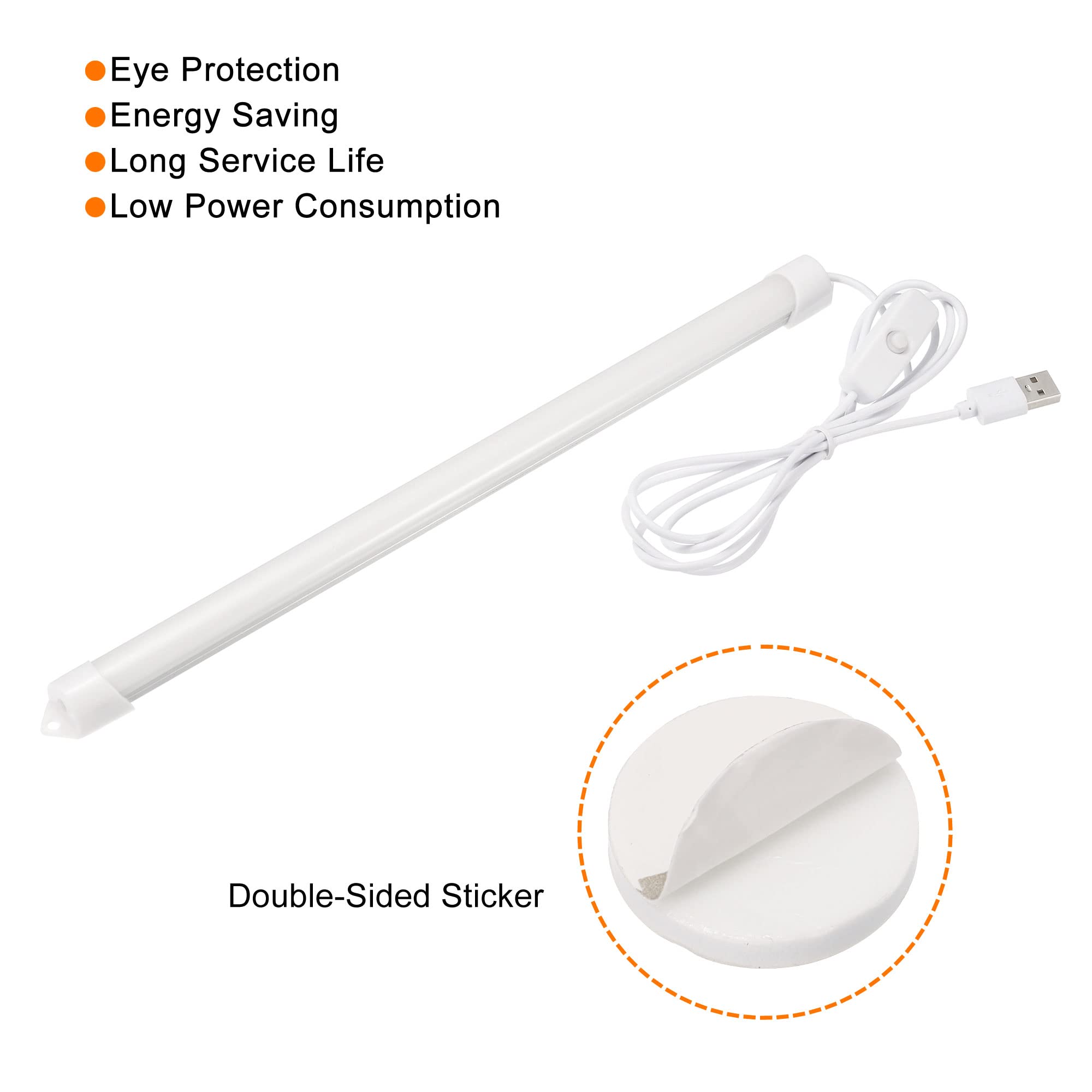 PATIKIL 12 Inch Under Cabinet LED Light Bar - USB Powered Stick-On Lamp for Kitchen, Closet & Workspace - Natural White Reading Light for Desk, Bookshelf & Countertop