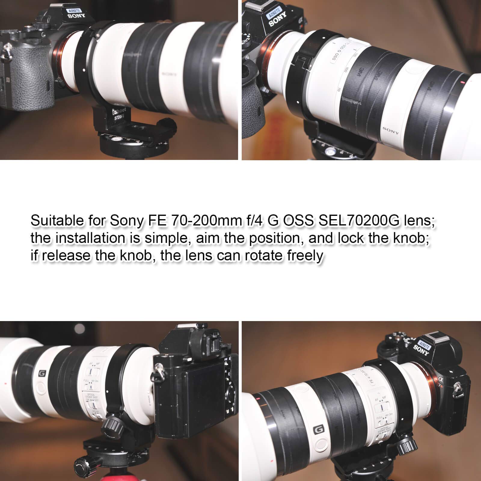 Metal Lens Collar Tripod Mount Ring for Sony FE 70-200mm f/4 G OSS SEL70200G - Arca-Swiss Compatible Quick Release Plate | DSLR Camera Support Bracket | Perfect for Wildlife, Sports & Landscape Photography